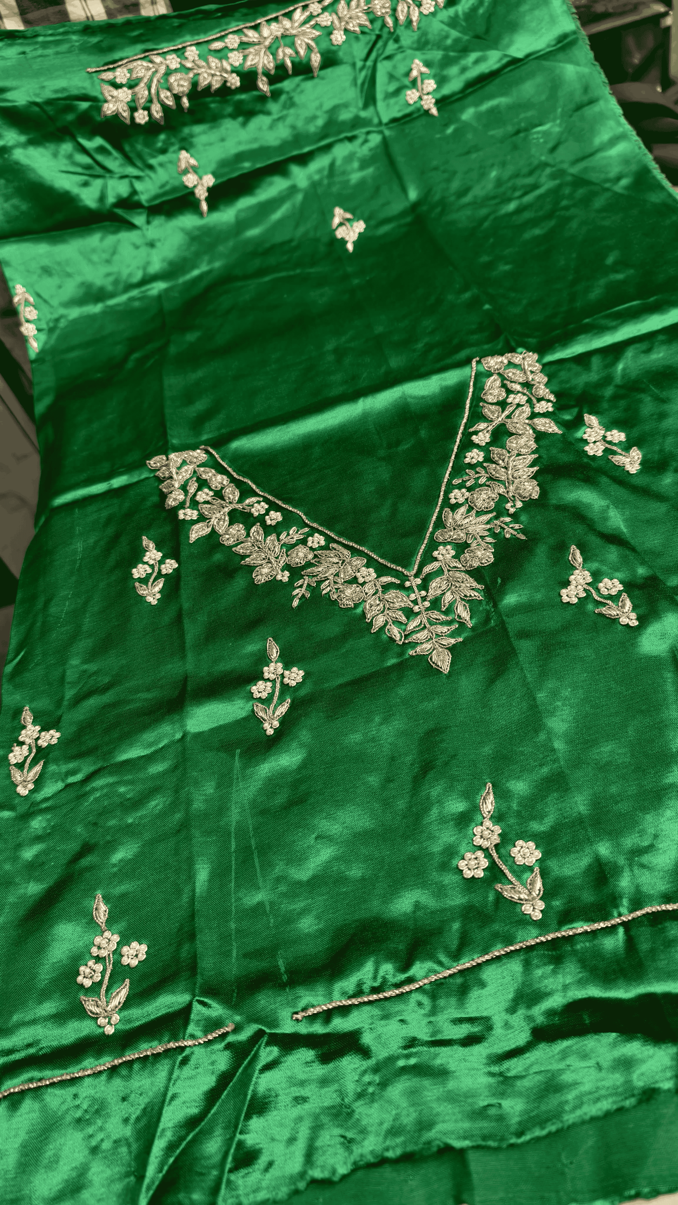 Pure Mashru Gaji Silk Blouse Piece with Pearl Jardoshi Work