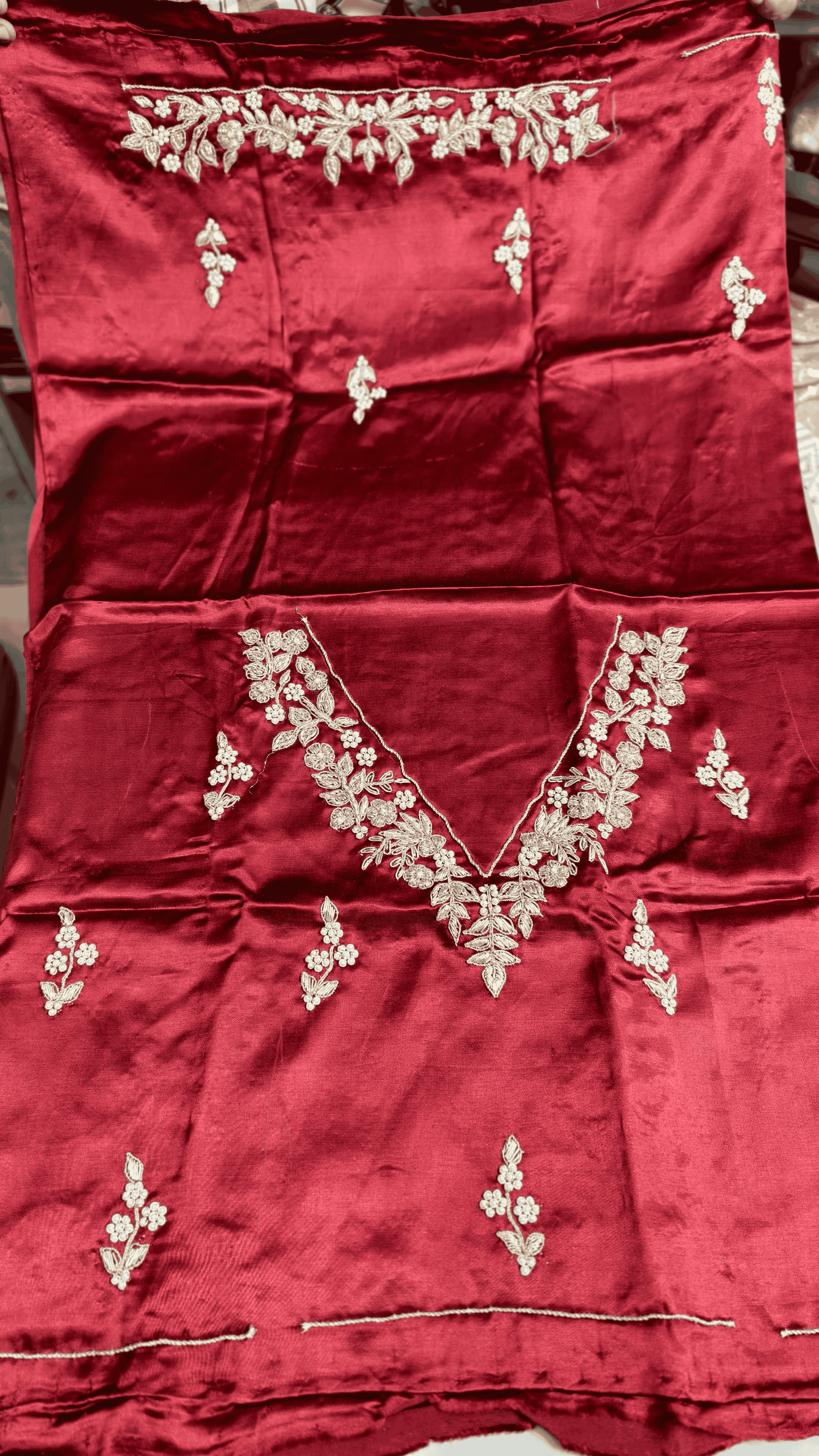 Pure Mashru Gaji Silk Blouse Piece with Pearl Jardoshi Work