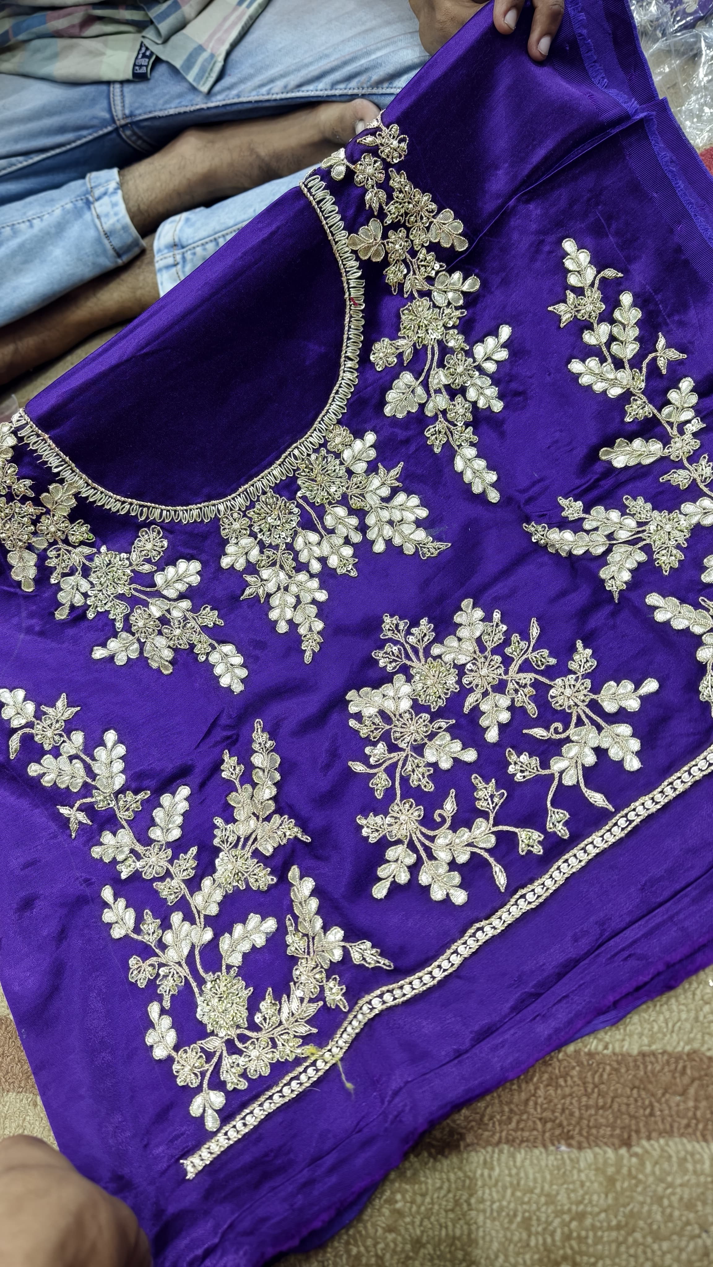 Pure Mashru Gaji Silk Blouse Piece with Pearl Jardoshi Work