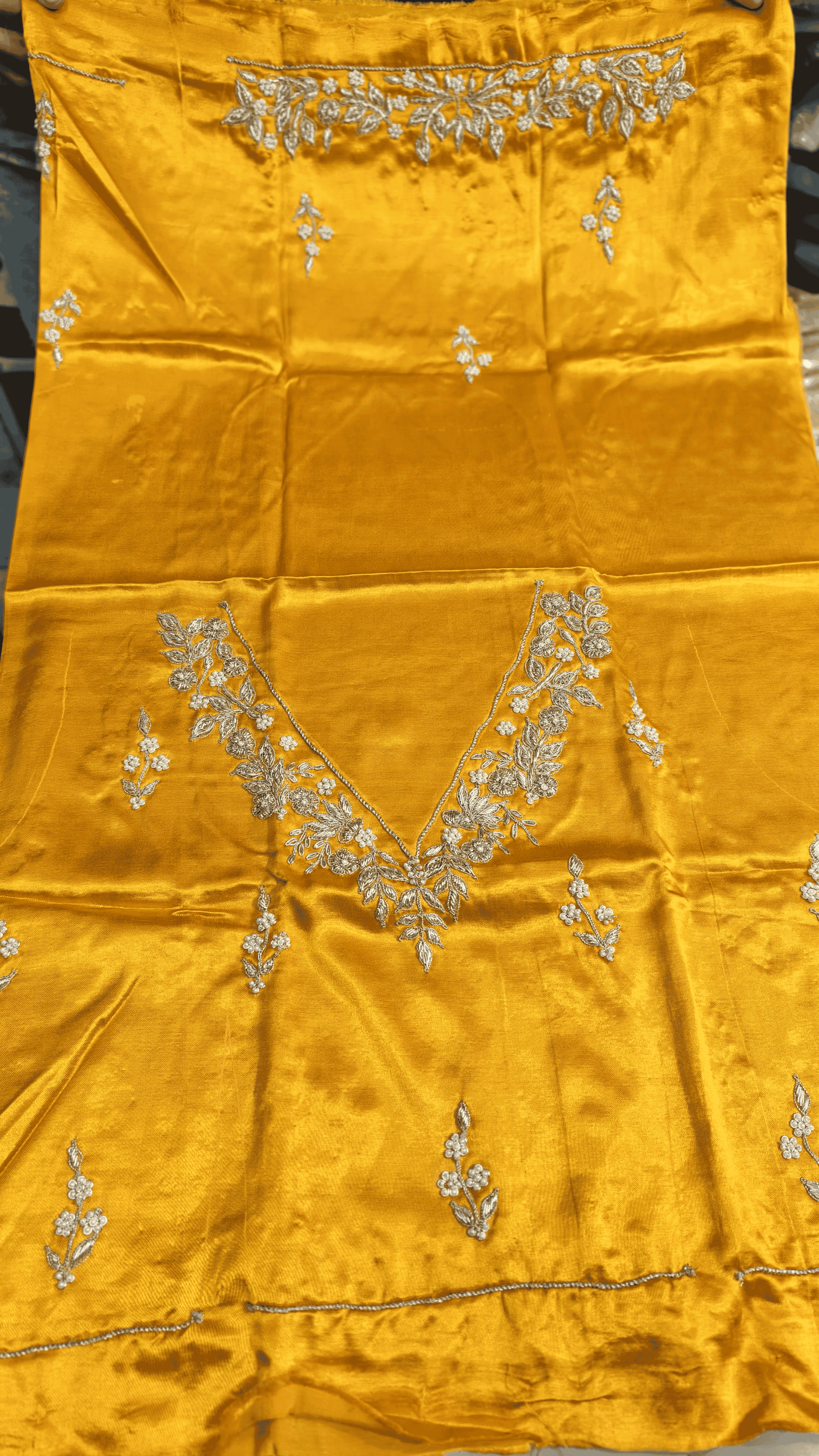 Pure Mashru Gaji Silk Blouse Piece with Pearl Jardoshi Work
