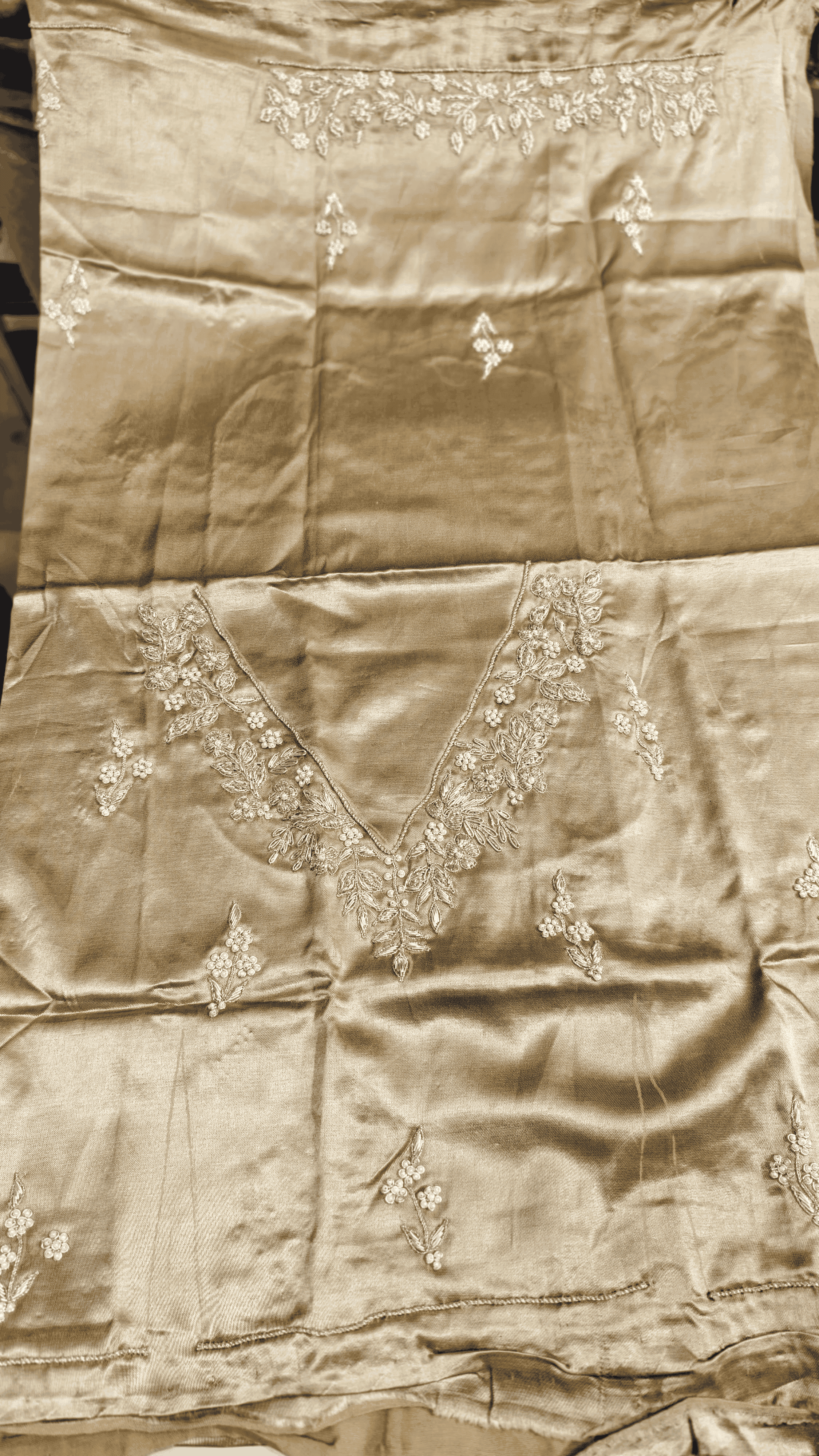 Pure Mashru Gaji Silk Blouse Piece with Pearl Jardoshi Work