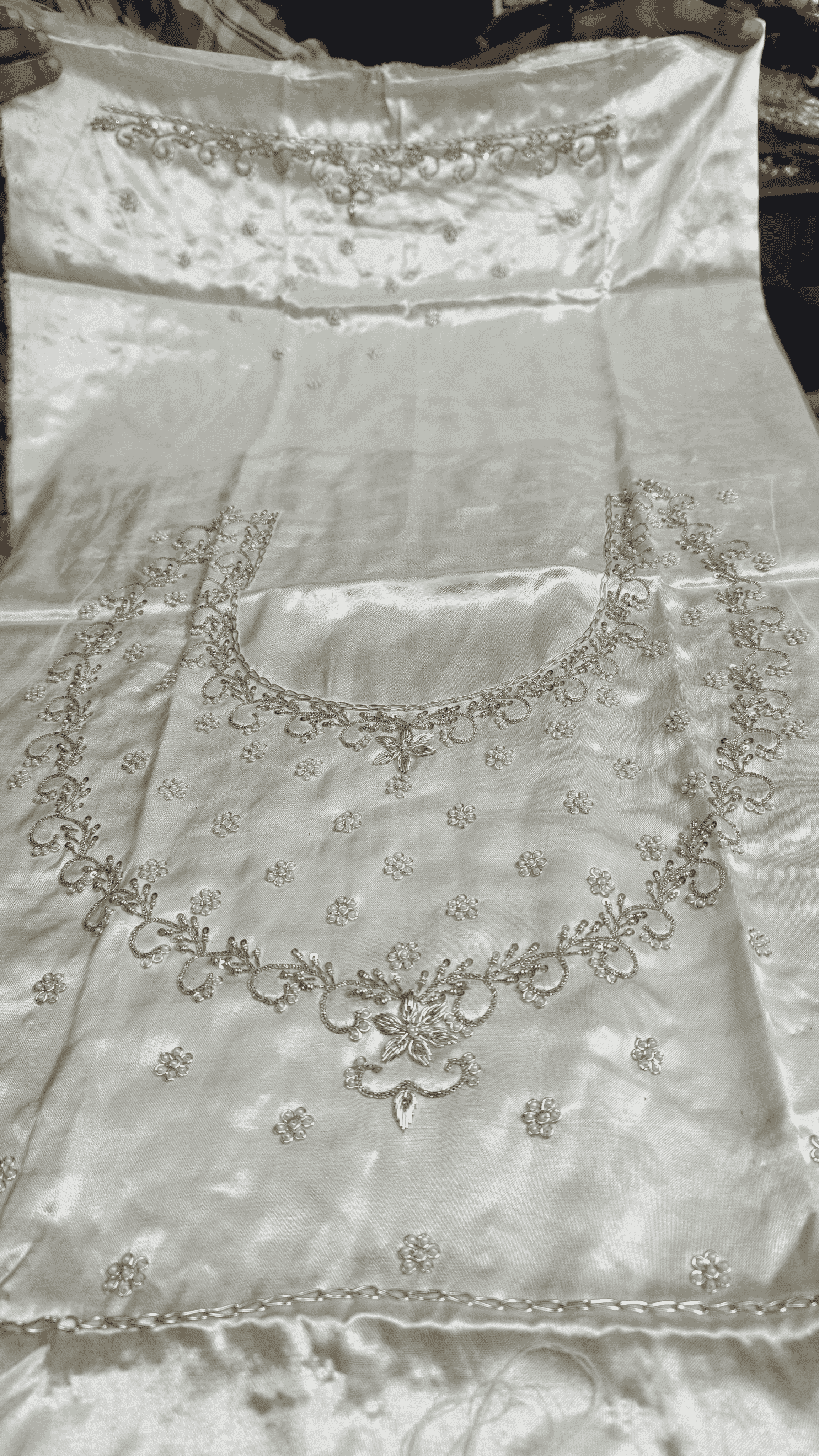 Pure Mashru Gaji Silk Blouse Piece with Pearl Jardoshi Work