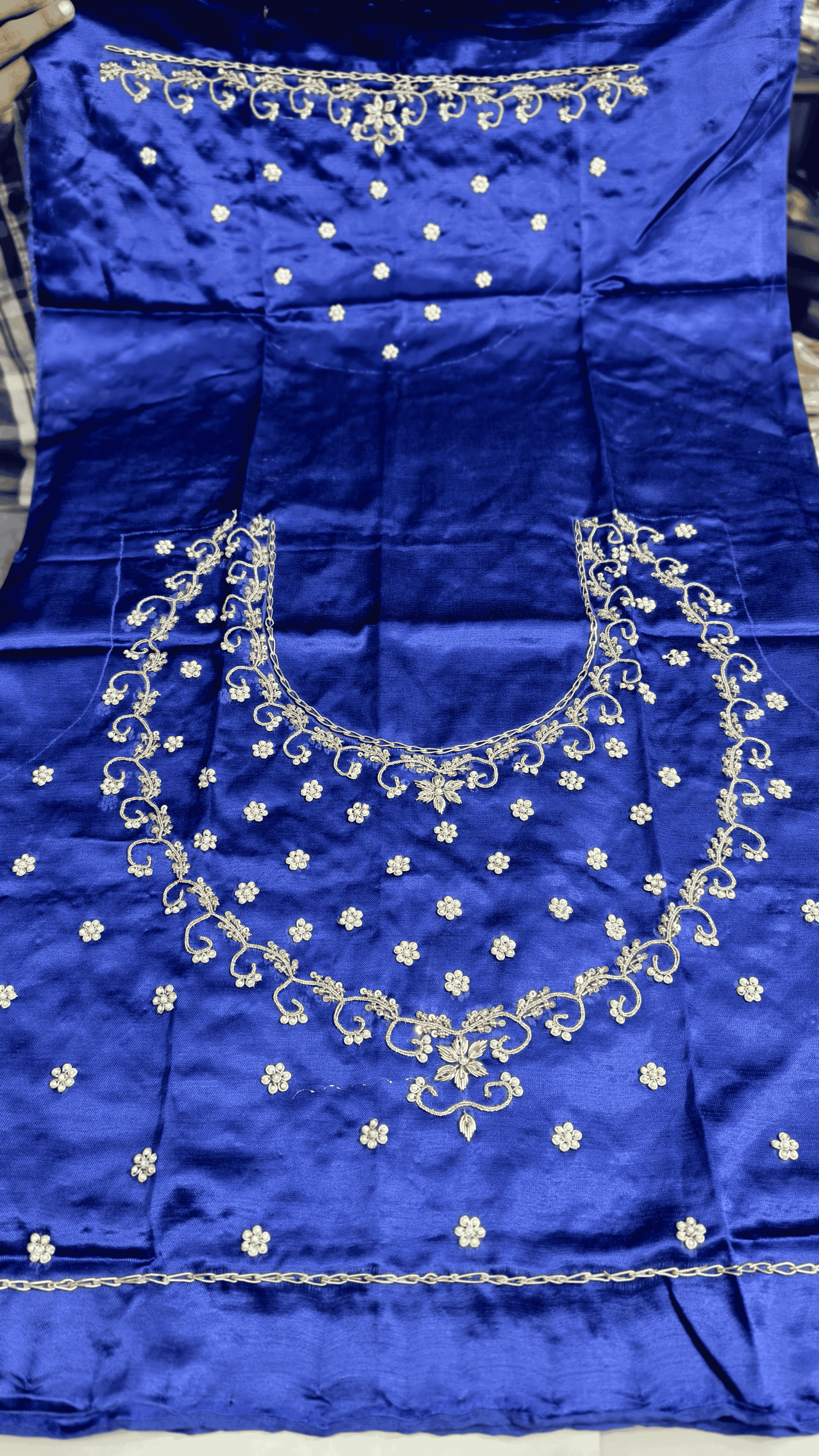 Pure Mashru Gaji Silk Blouse Piece with Pearl Jardoshi Work