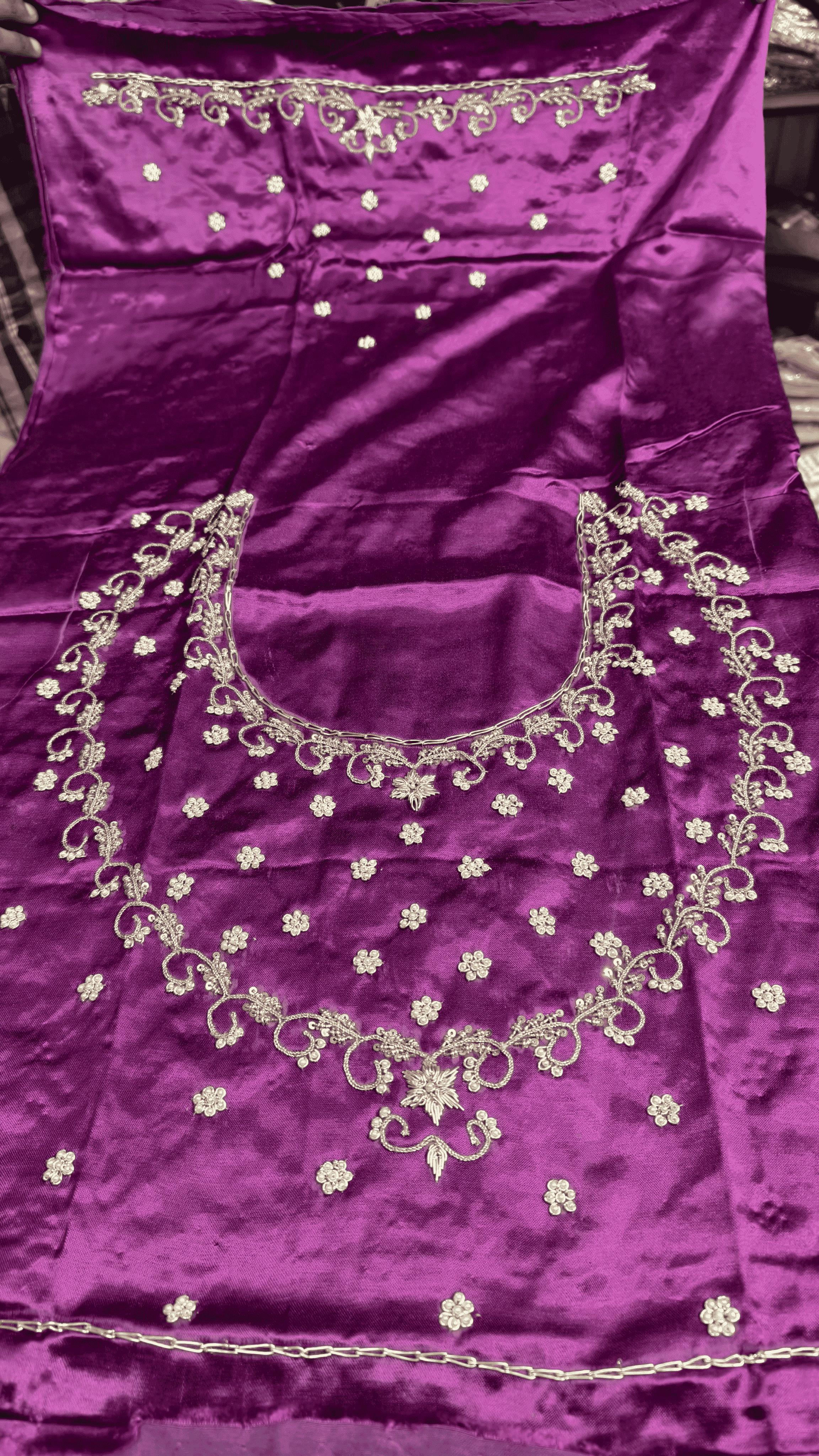 Pure Mashru Gaji Silk Blouse Piece with Pearl Jardoshi Work