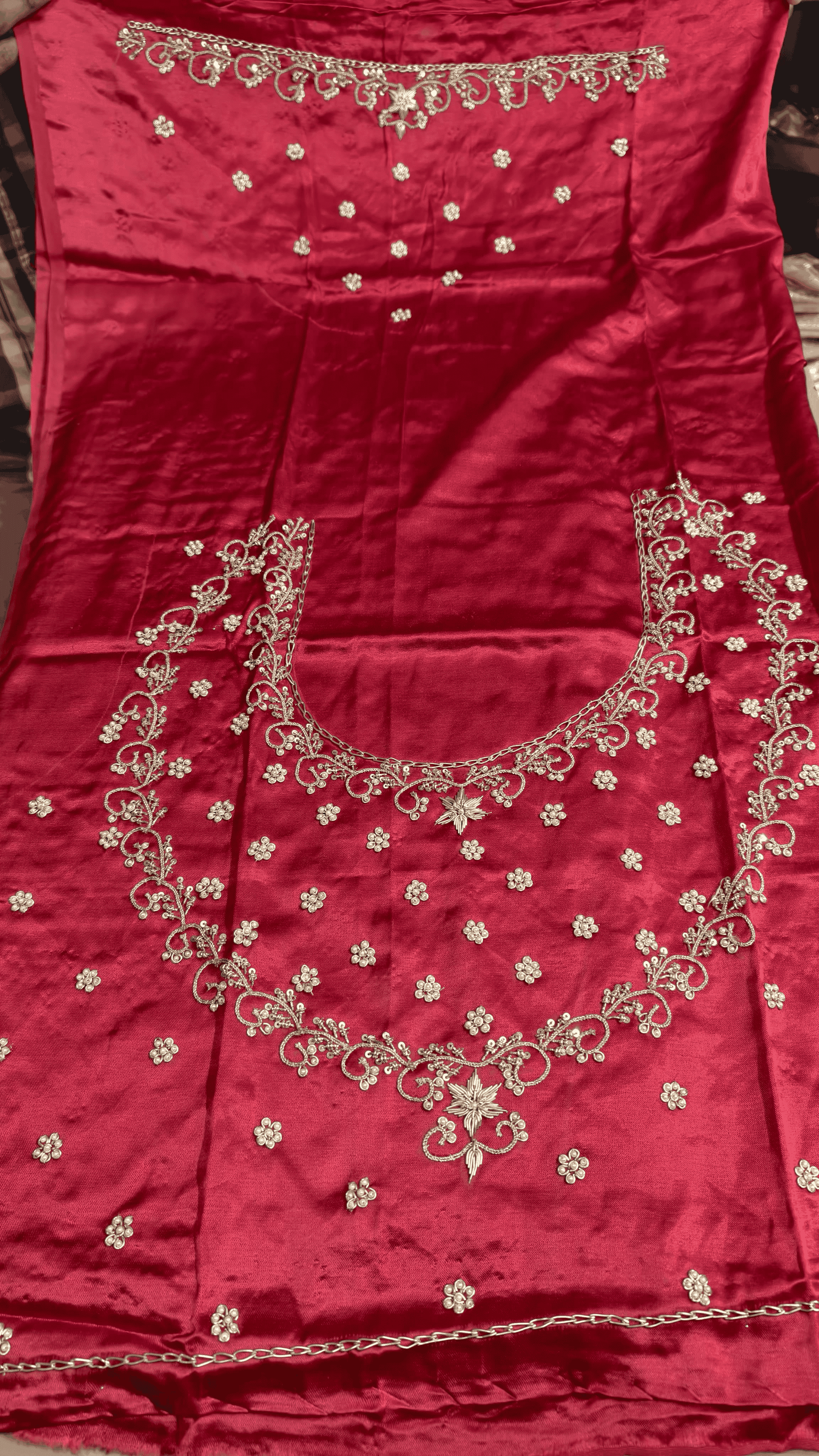 Pure Mashru Gaji Silk Blouse Piece with Pearl Jardoshi Work