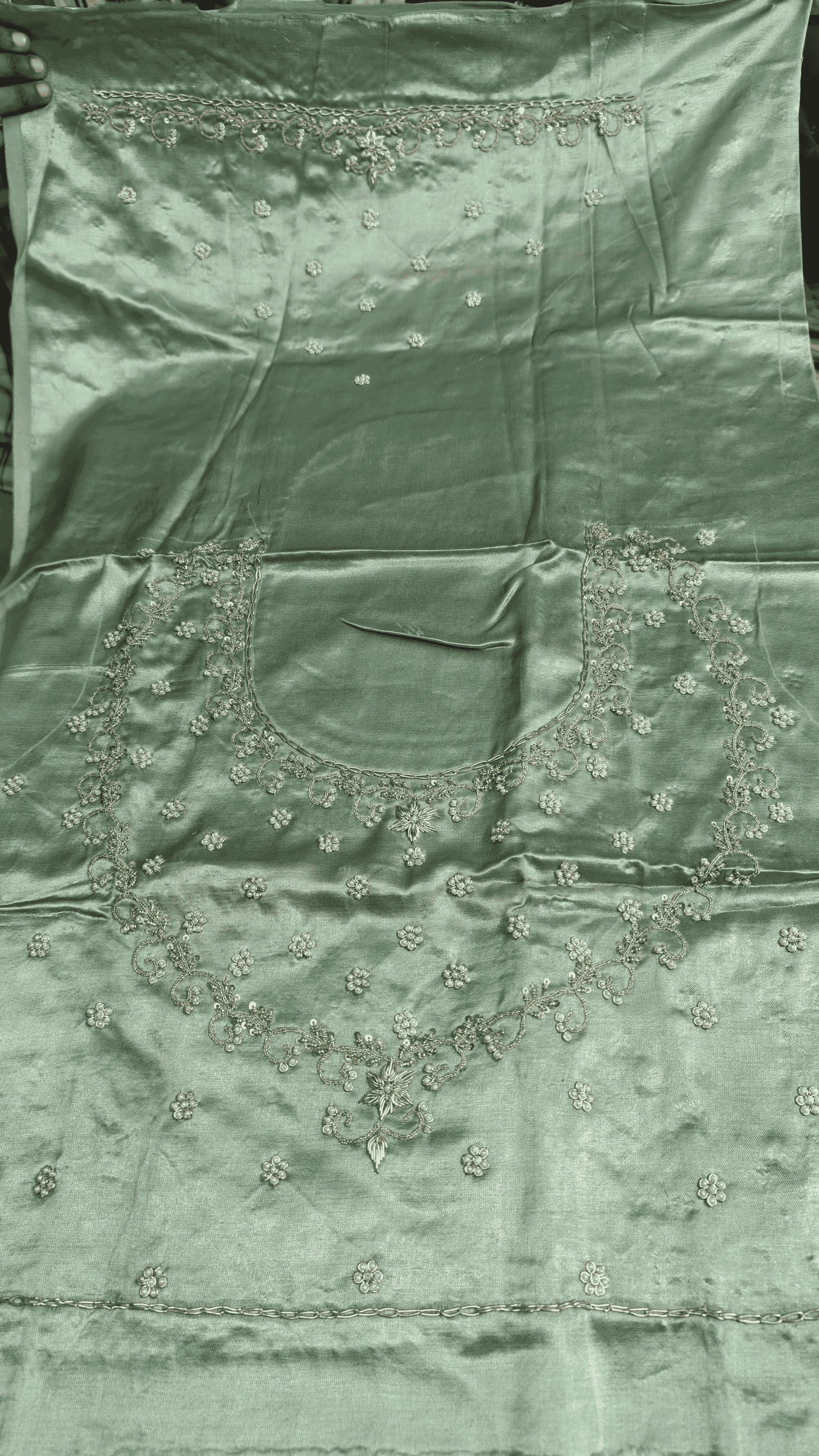 Pure Mashru Gaji Silk Blouse Piece with Pearl Jardoshi Work