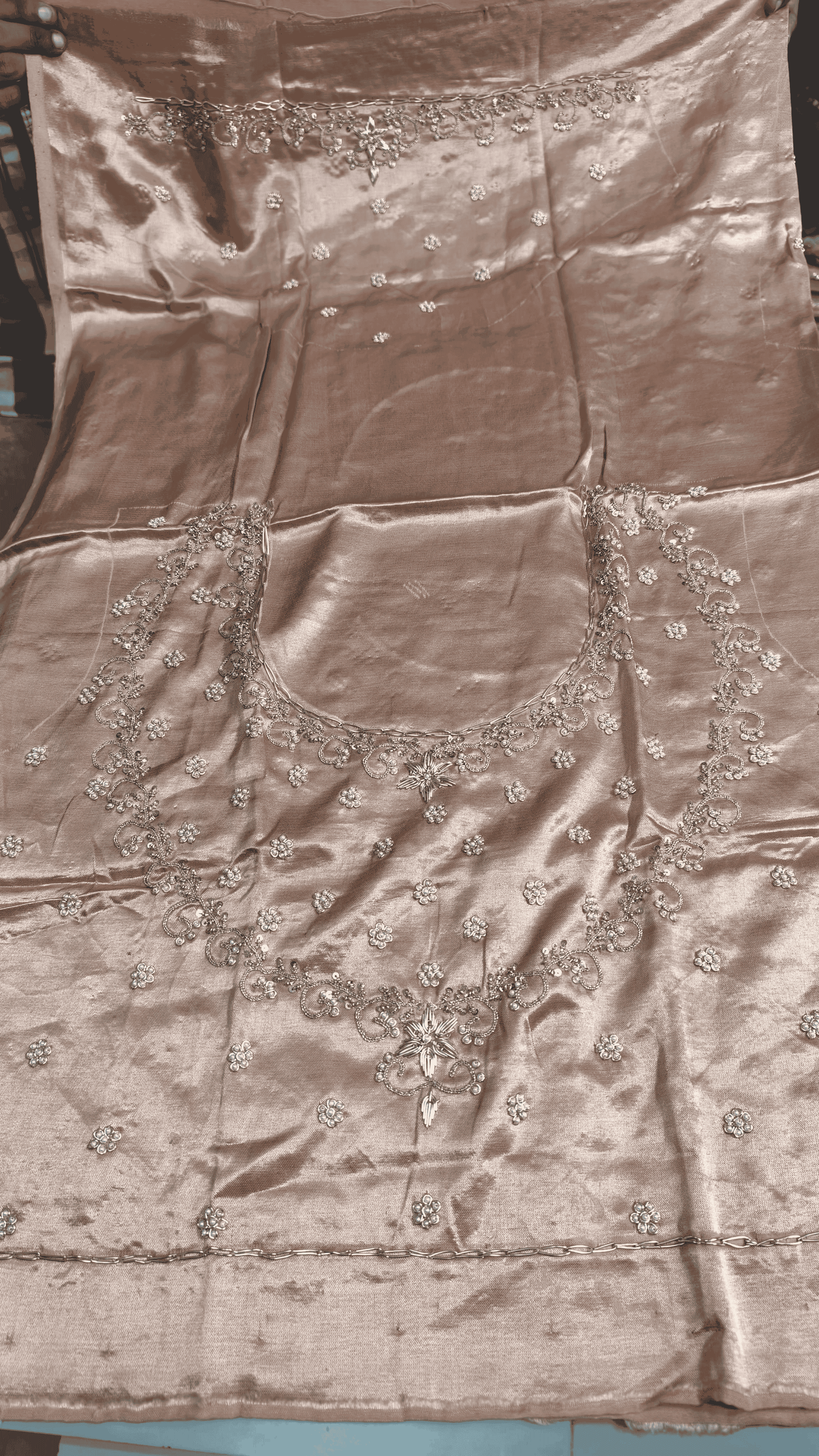 Pure Mashru Gaji Silk Blouse Piece with Pearl Jardoshi Work