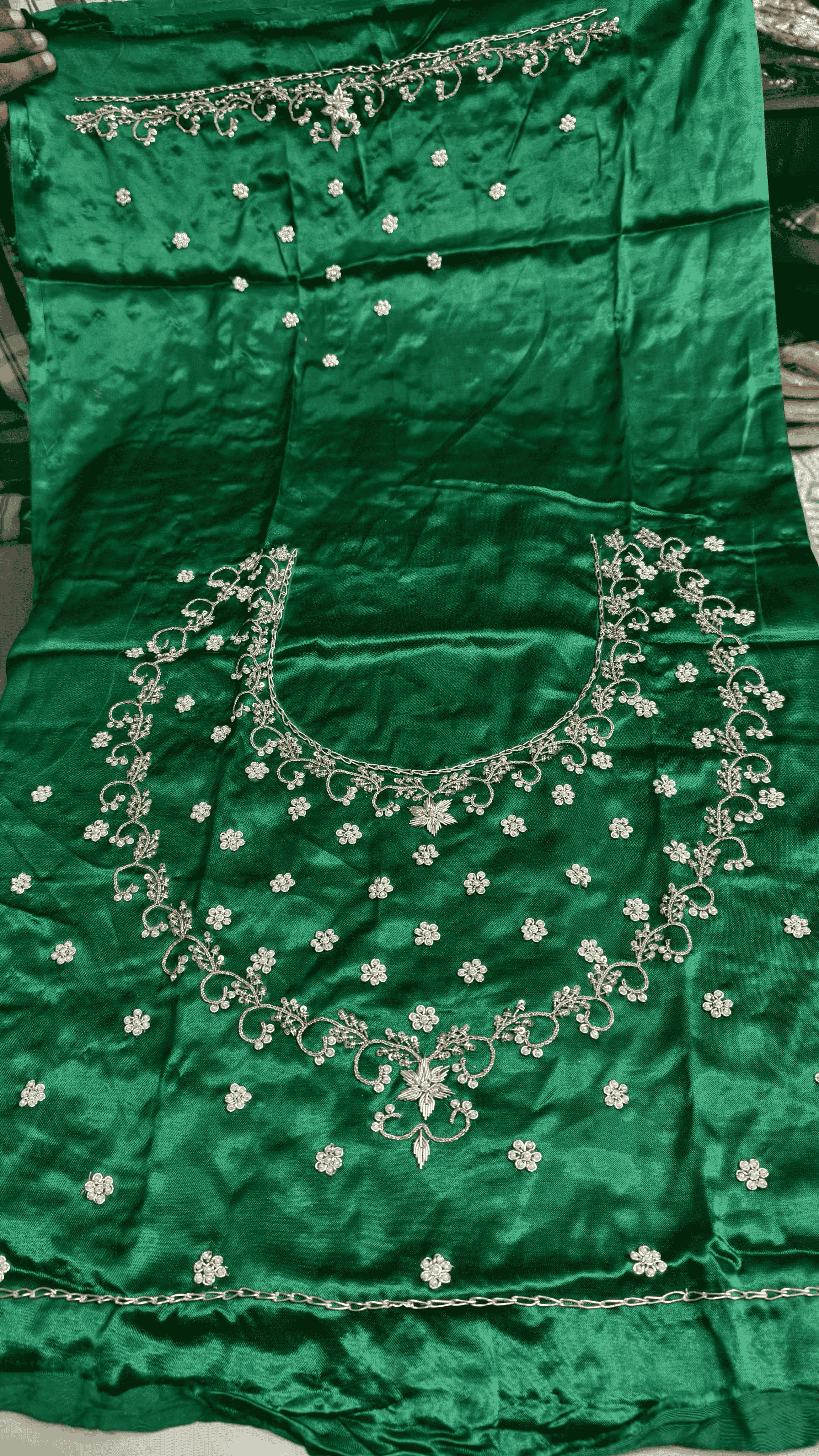 Pure Mashru Gaji Silk Blouse Piece with Pearl Jardoshi Work