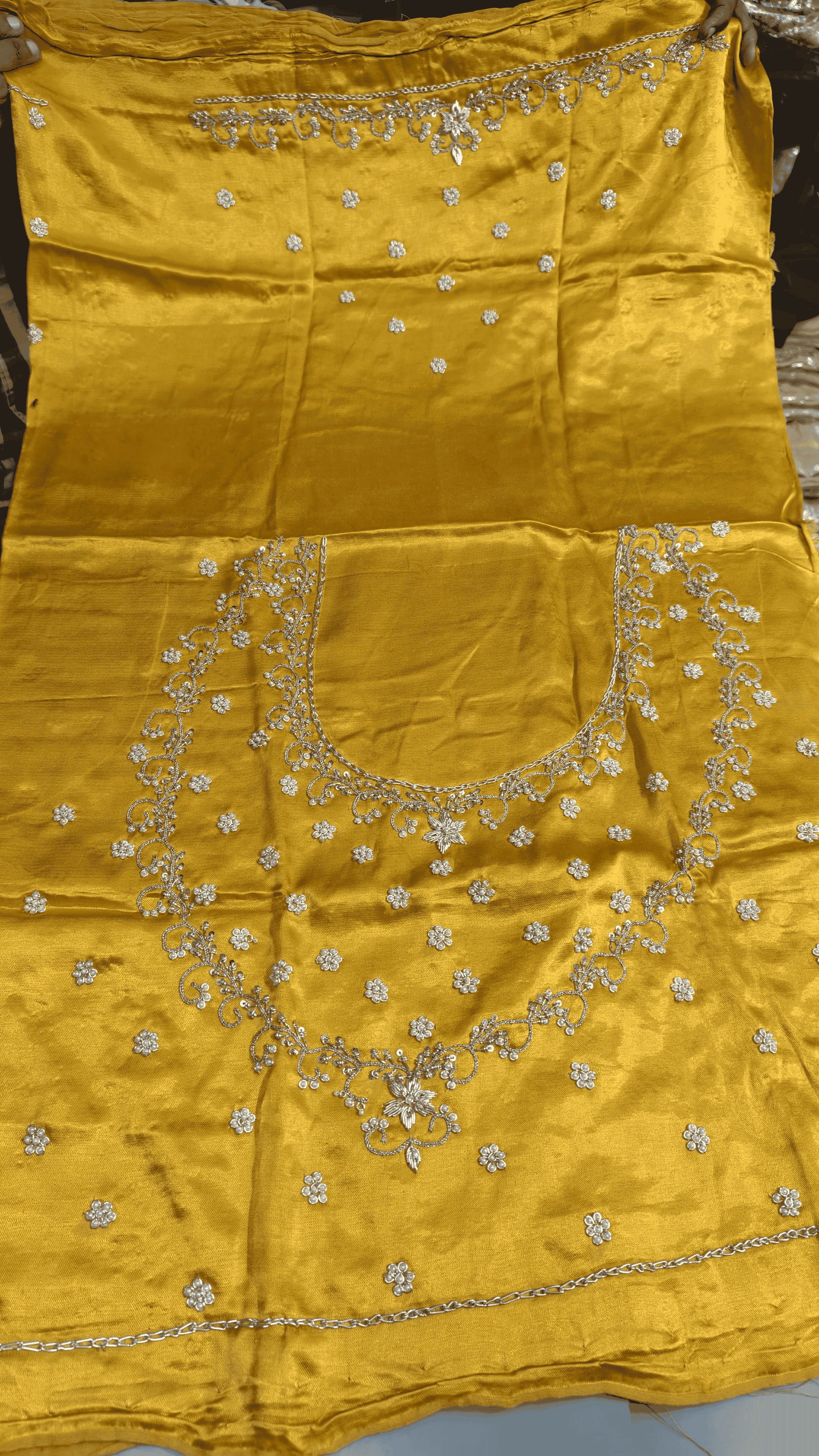 Pure Mashru Gaji Silk Blouse Piece with Pearl Jardoshi Work