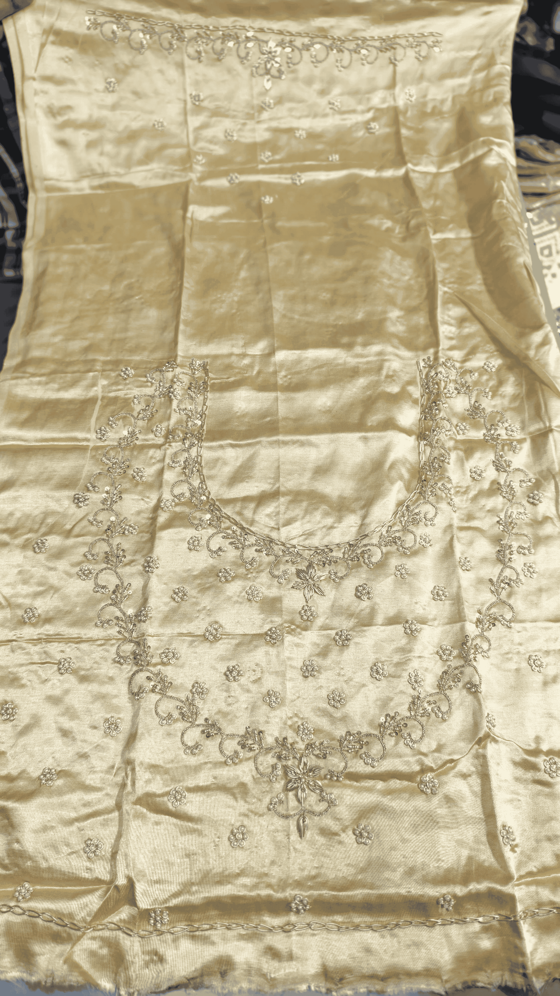 Pure Mashru Gaji Silk Blouse Piece with Pearl Jardoshi Work