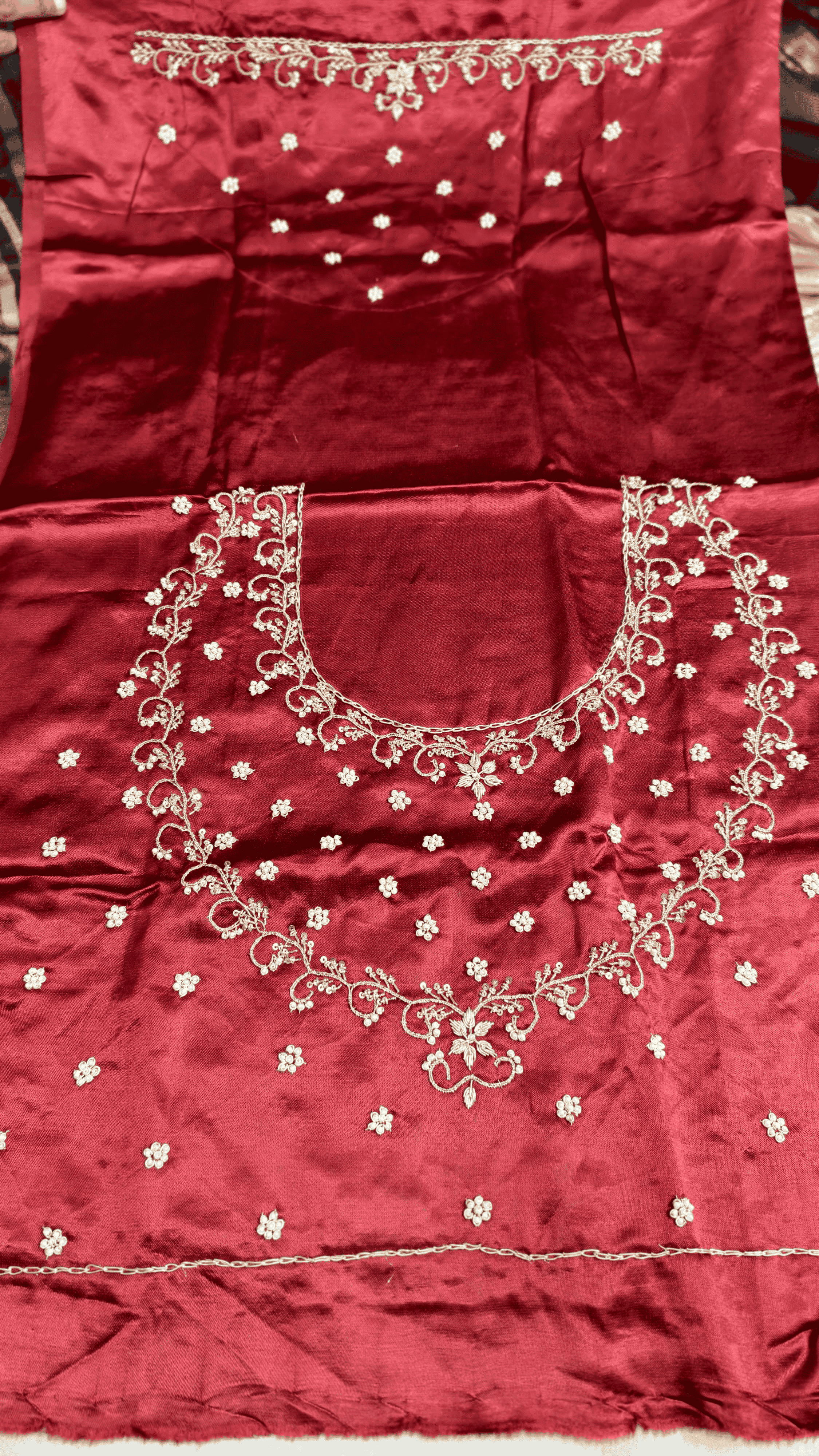 Pure Mashru Gaji Silk Blouse Piece with Pearl Jardoshi Work