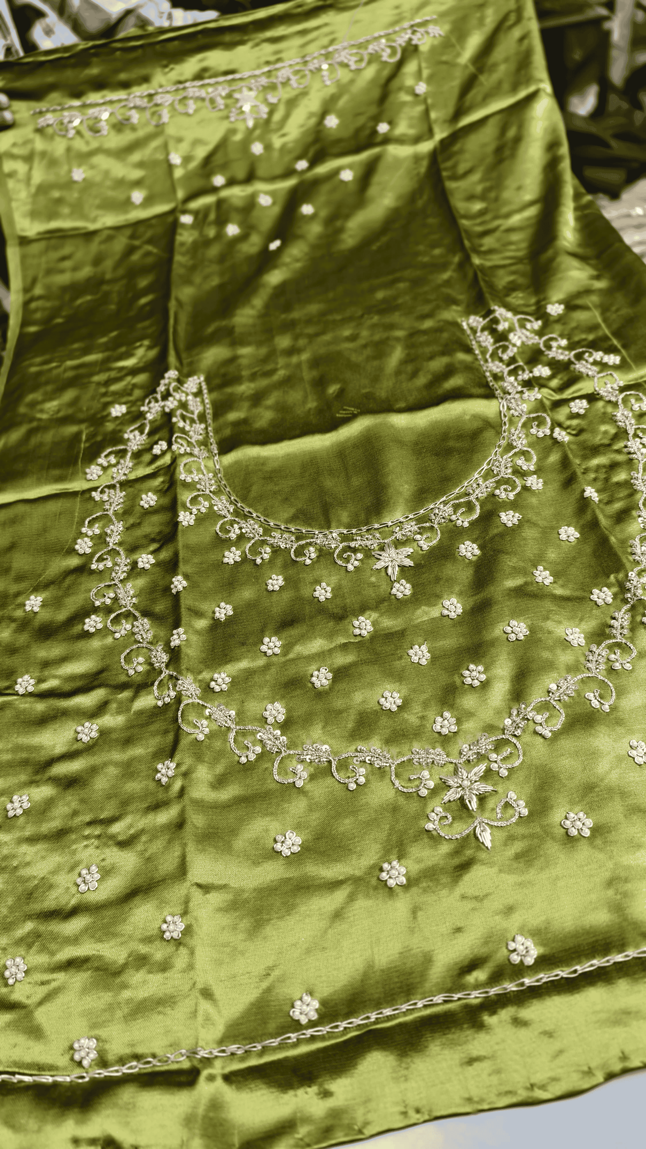 Pure Mashru Gaji Silk Blouse Piece with Pearl Jardoshi Work