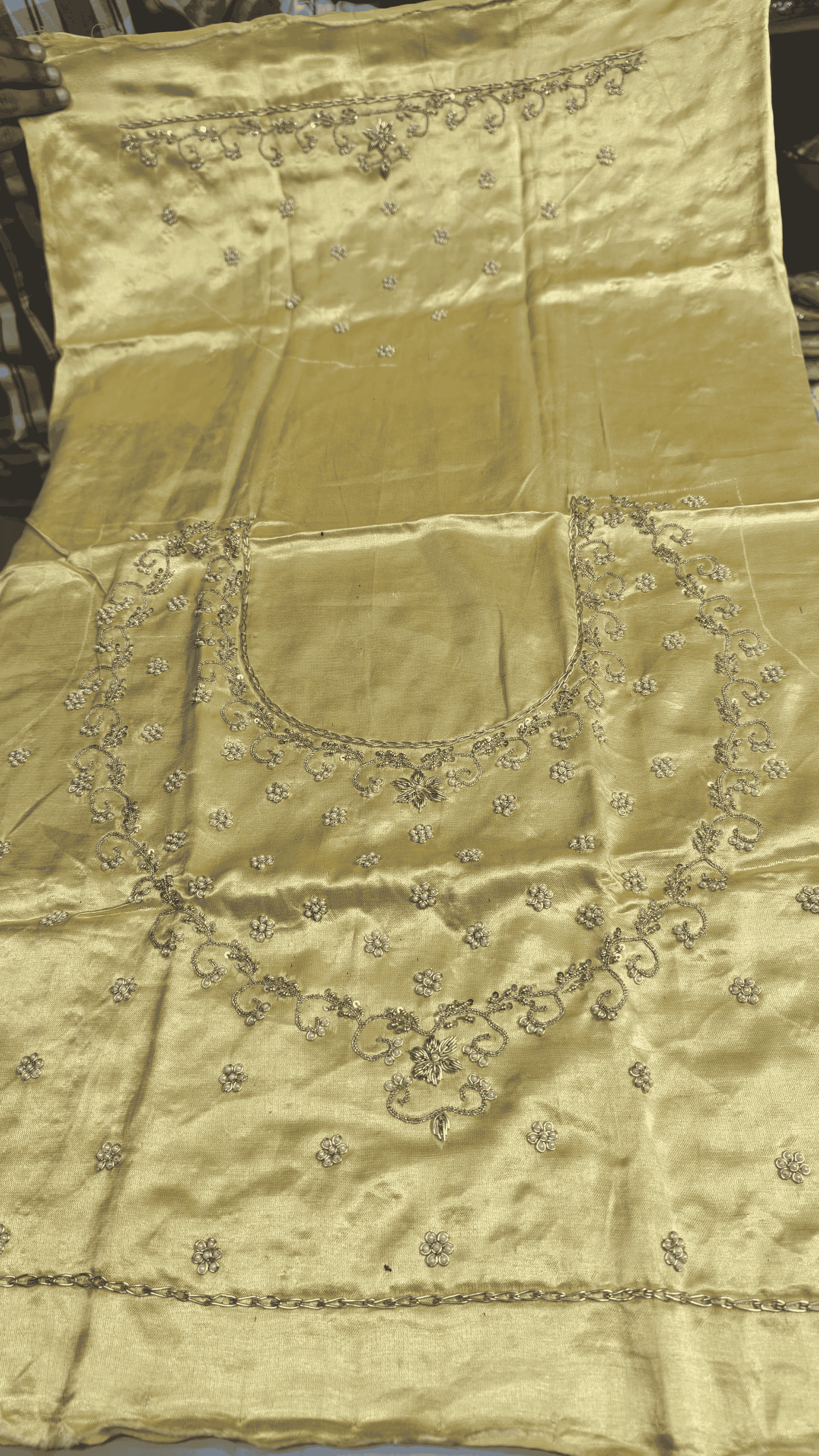 Pure Mashru Gaji Silk Blouse Piece with Pearl Jardoshi Work