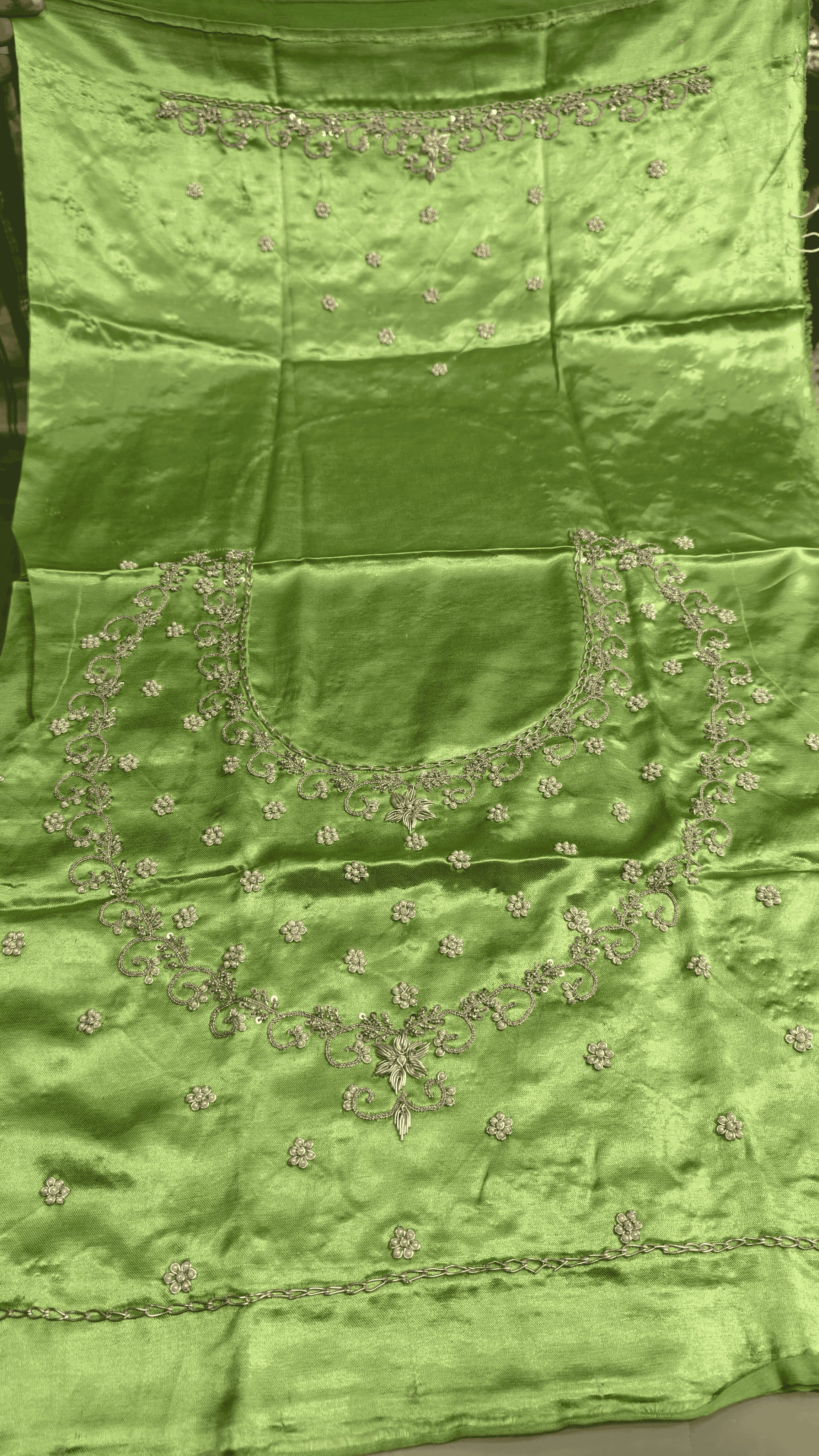 Pure Mashru Gaji Silk Blouse Piece with Pearl Jardoshi Work