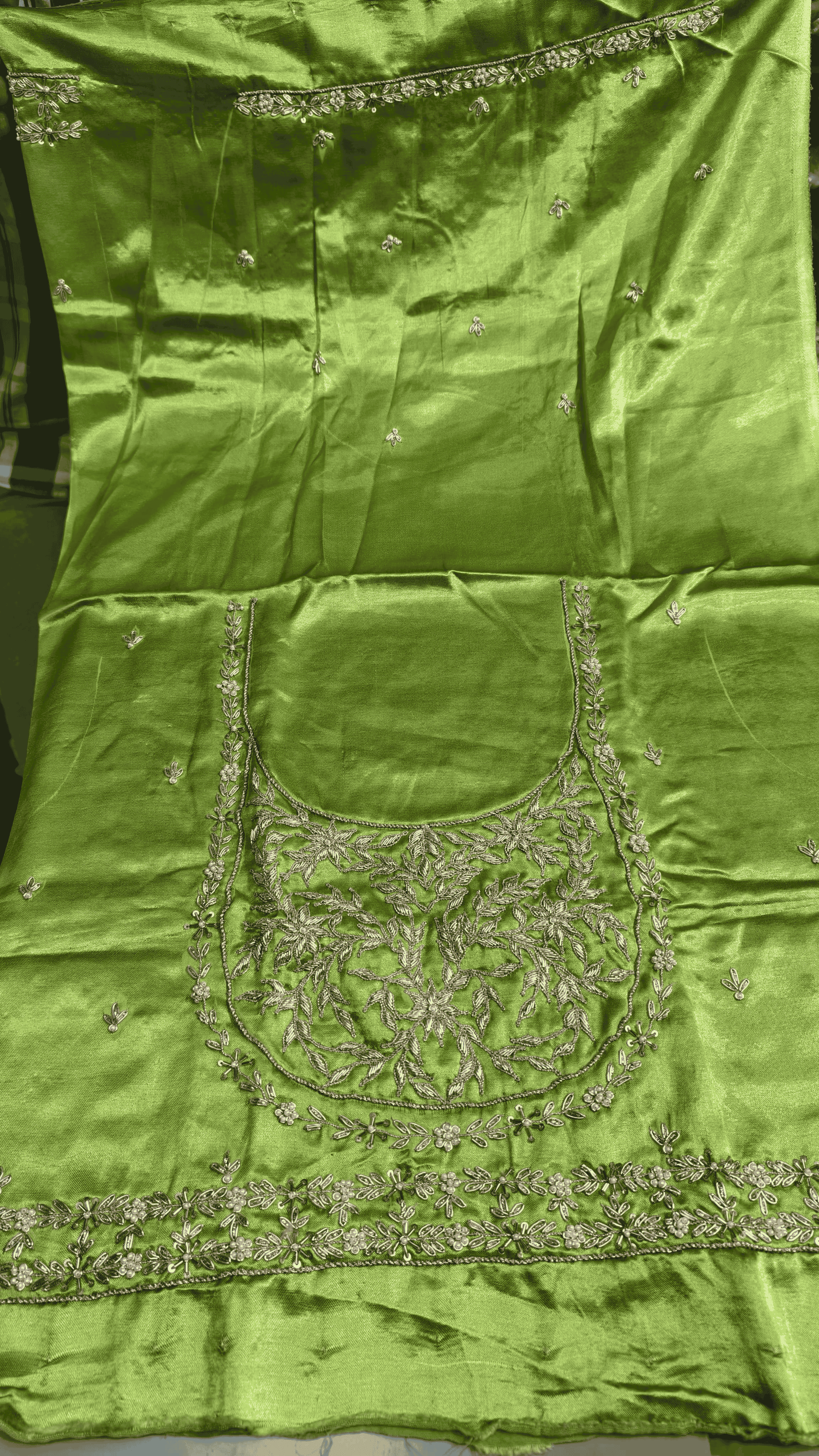 Pure Mashru Gaji Silk Blouse Piece with Pearl Jardoshi Work