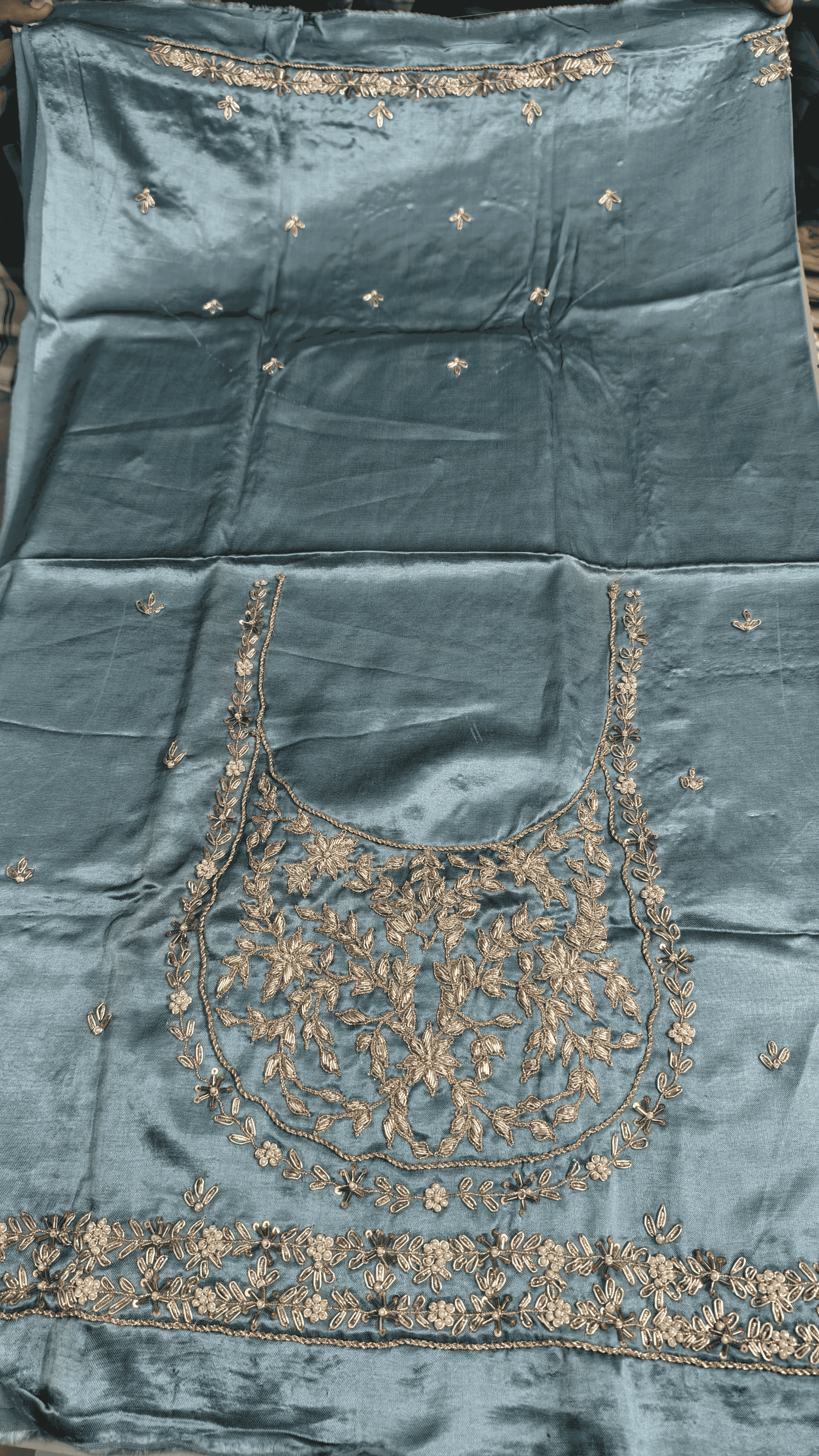 Pure Mashru Gaji Silk Blouse Piece with Pearl Jardoshi Work