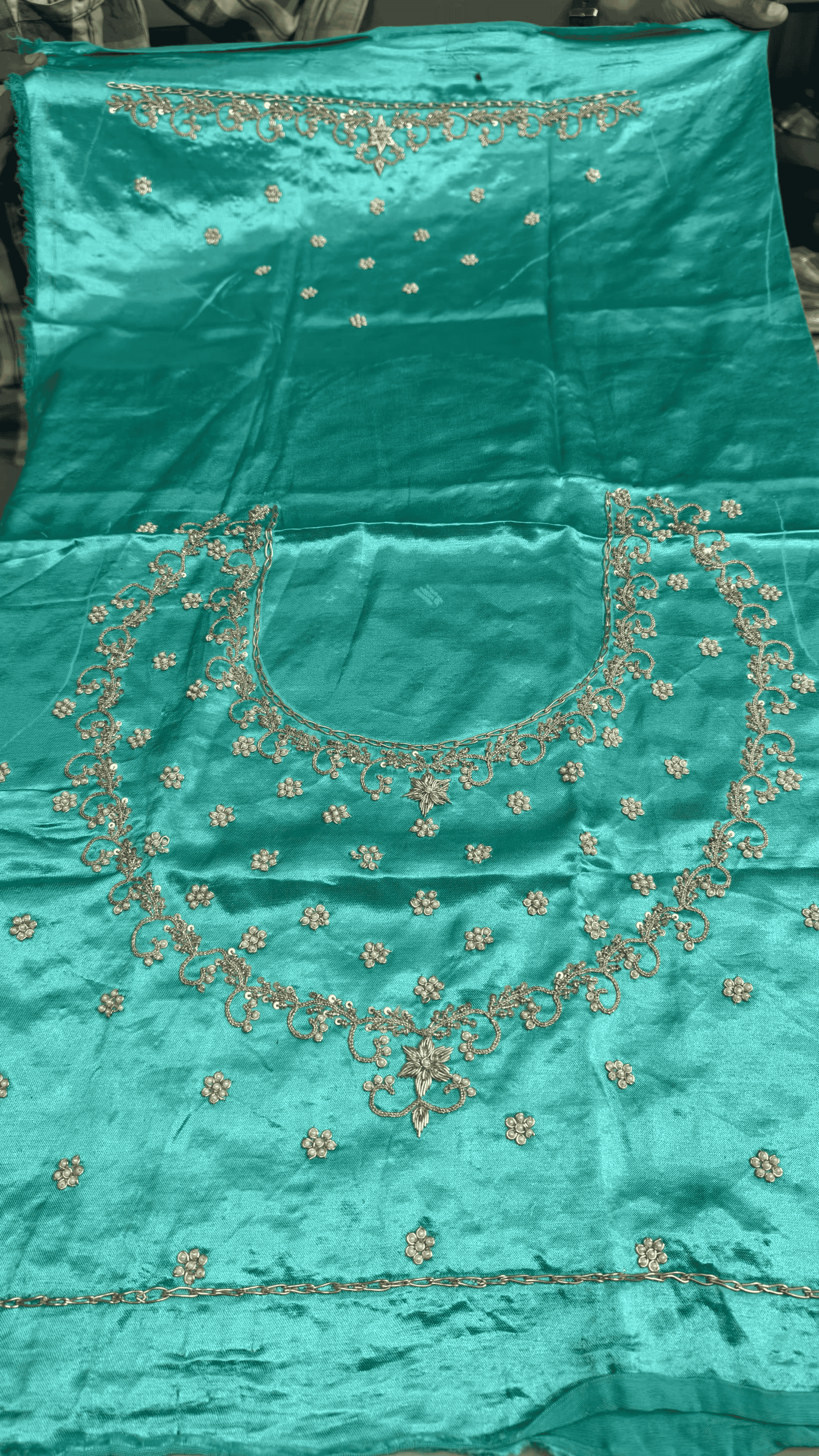 Pure Mashru Gaji Silk Blouse Piece with Pearl Jardoshi Work