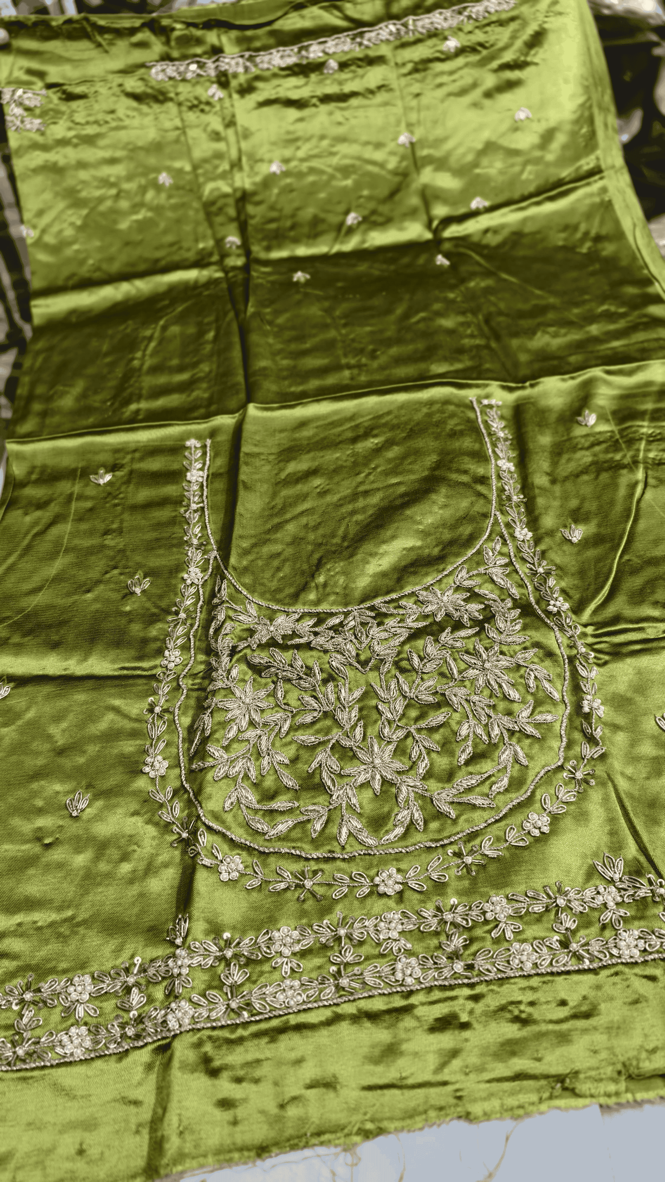 Pure Mashru Gaji Silk Blouse Piece with Pearl Jardoshi Work