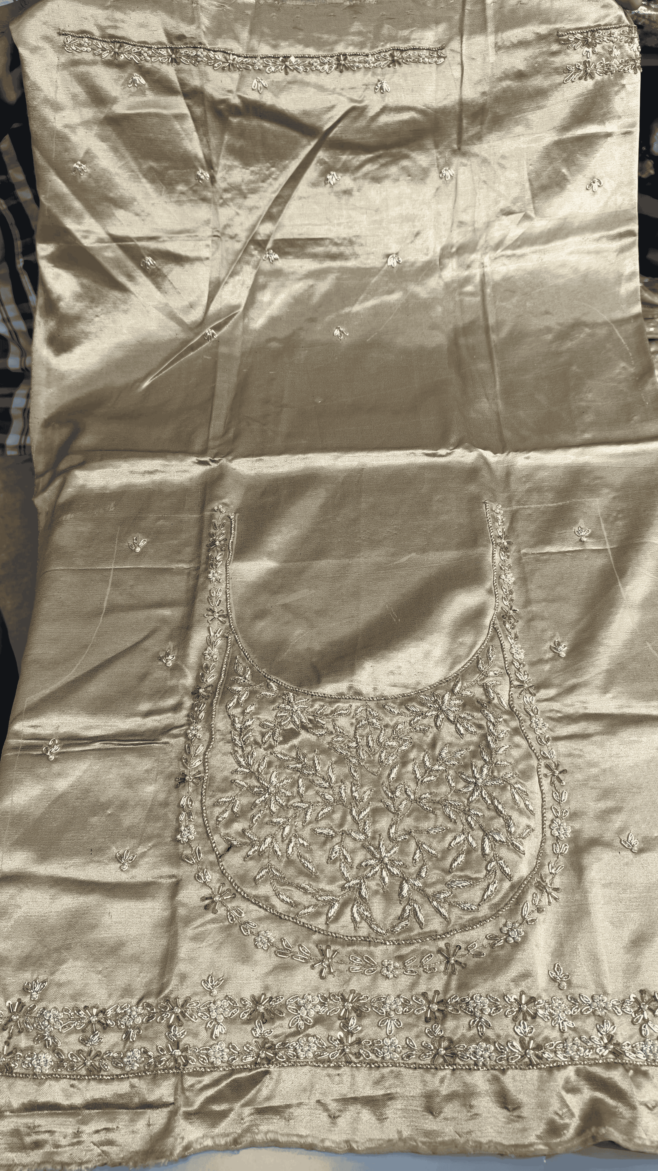 Pure Mashru Gaji Silk Blouse Piece with Pearl Jardoshi Work