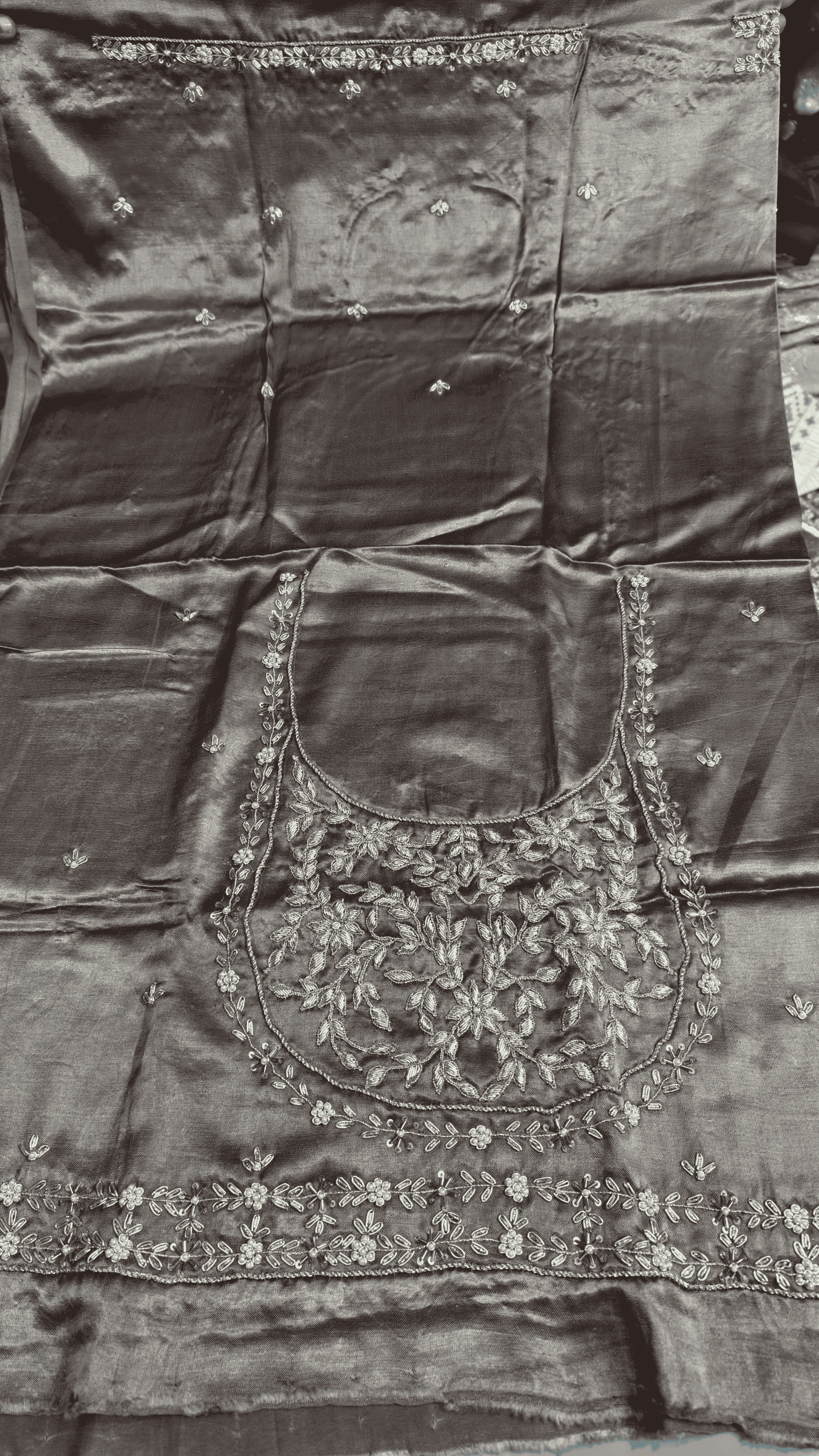 Pure Mashru Gaji Silk Blouse Piece with Pearl Jardoshi Work