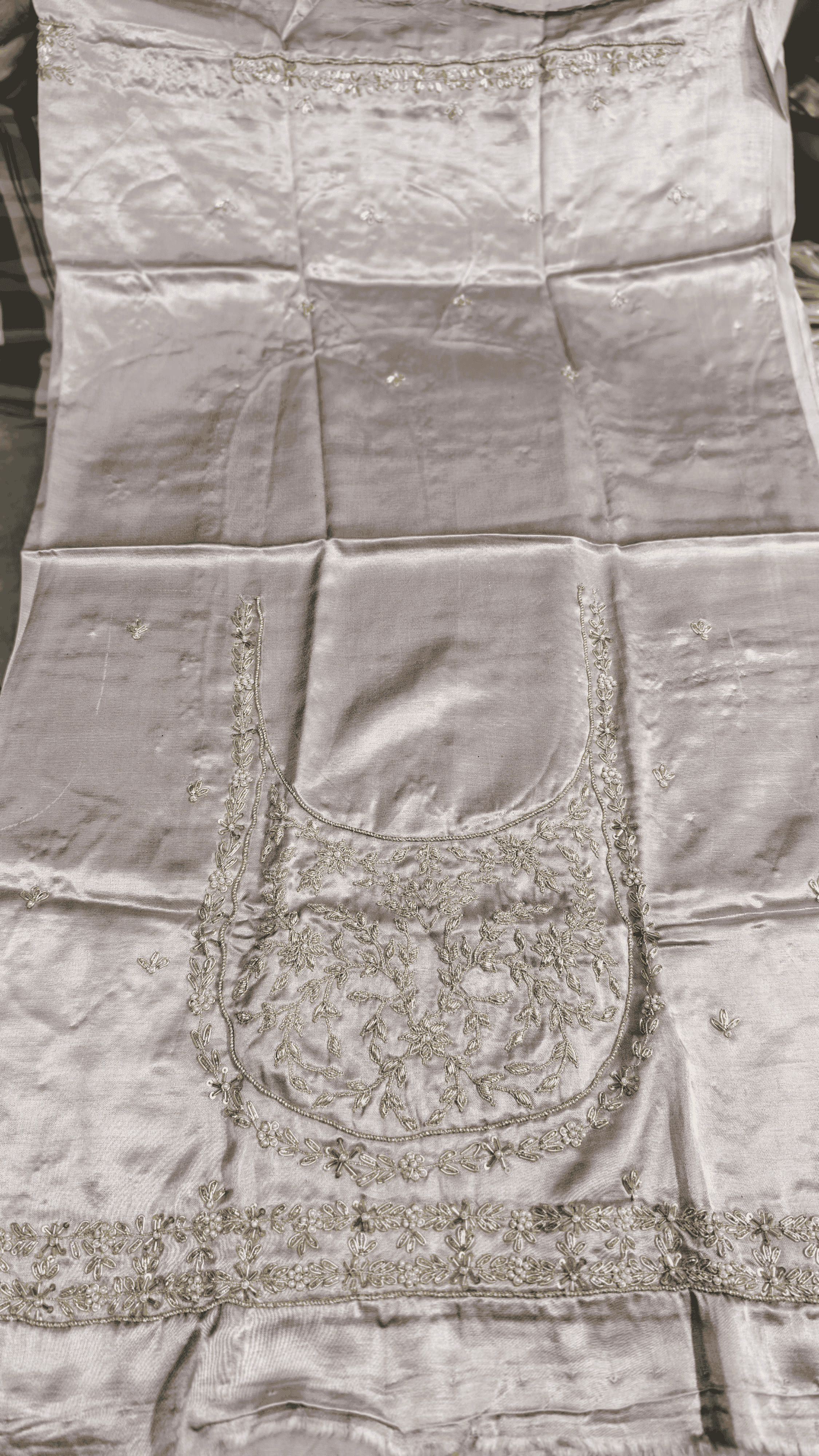 Pure Mashru Gaji Silk Blouse Piece with Pearl Jardoshi Work