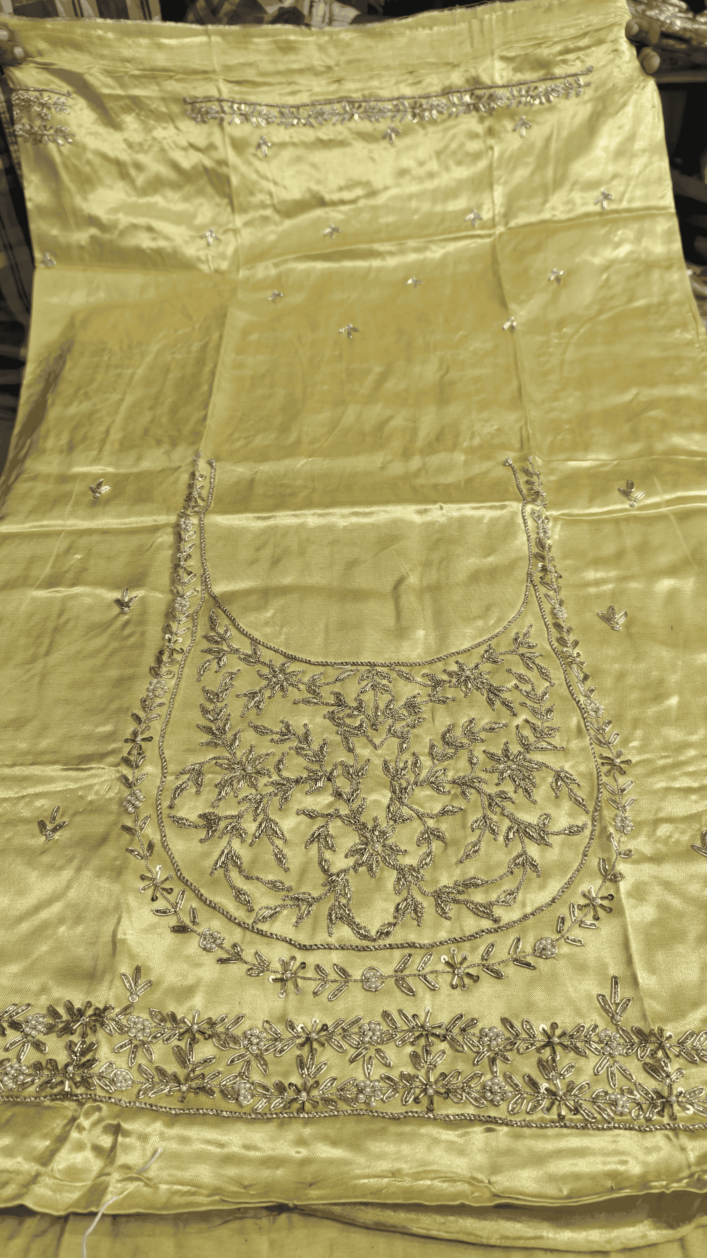 Pure Mashru Gaji Silk Blouse Piece with Pearl Jardoshi Work
