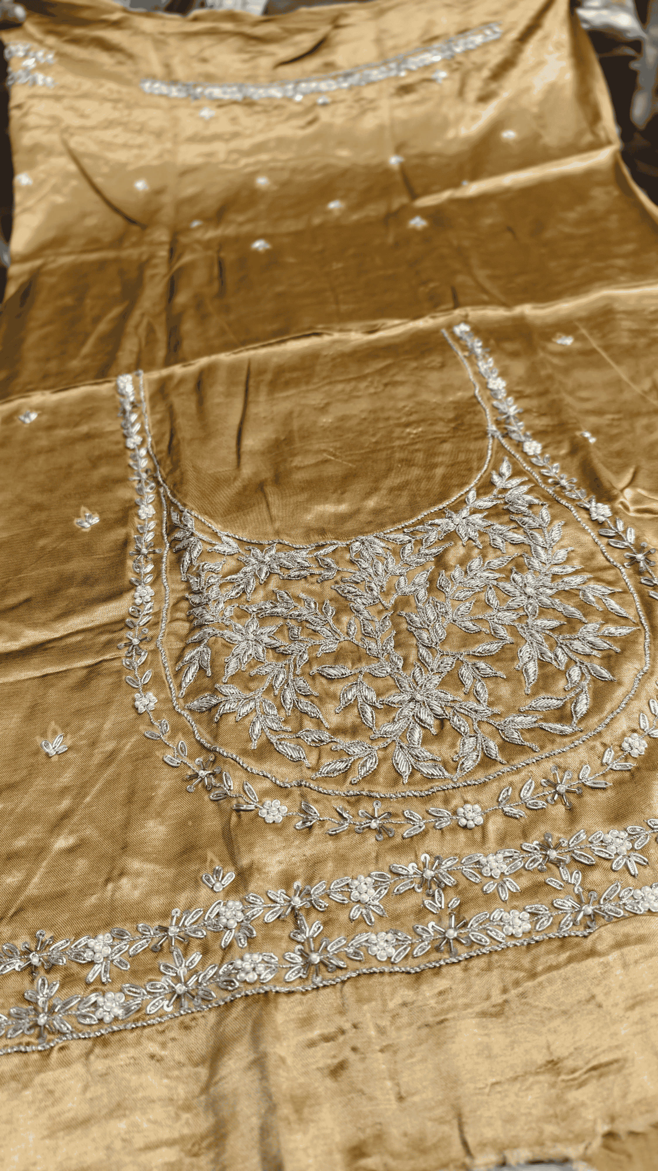 Pure Mashru Gaji Silk Blouse Piece with Pearl Jardoshi Work