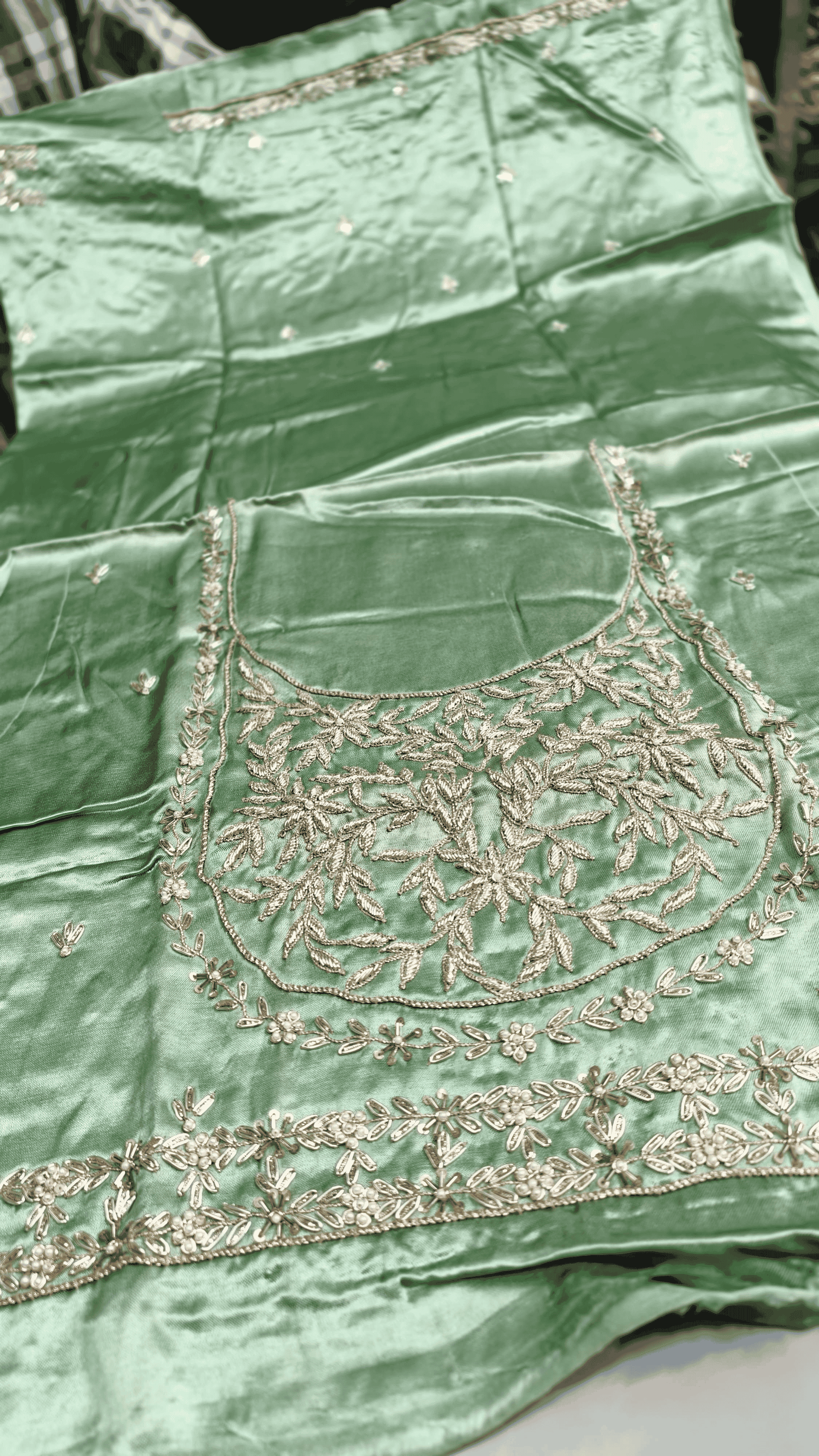 Pure Mashru Gaji Silk Blouse Piece with Pearl Jardoshi Work