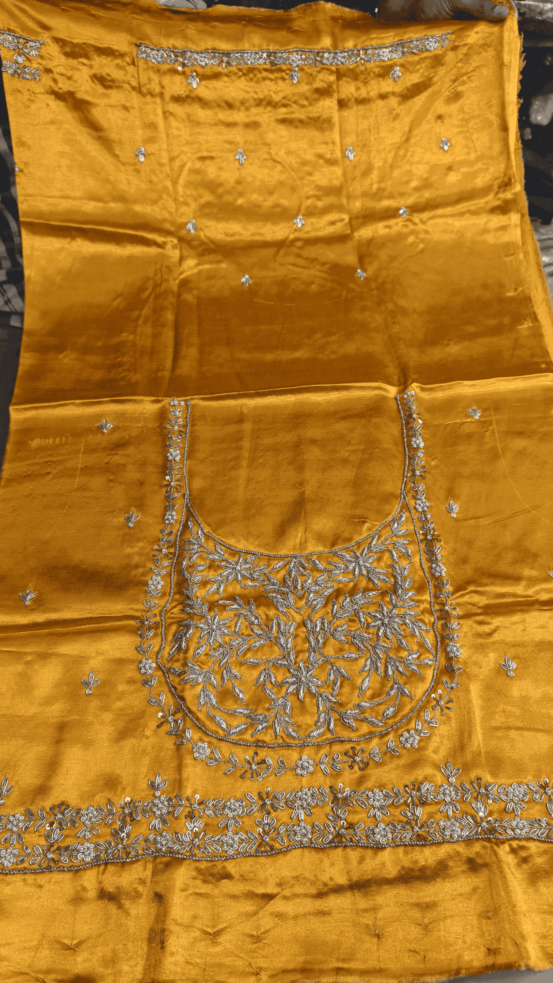 Pure Mashru Gaji Silk Blouse Piece with Pearl Jardoshi Work