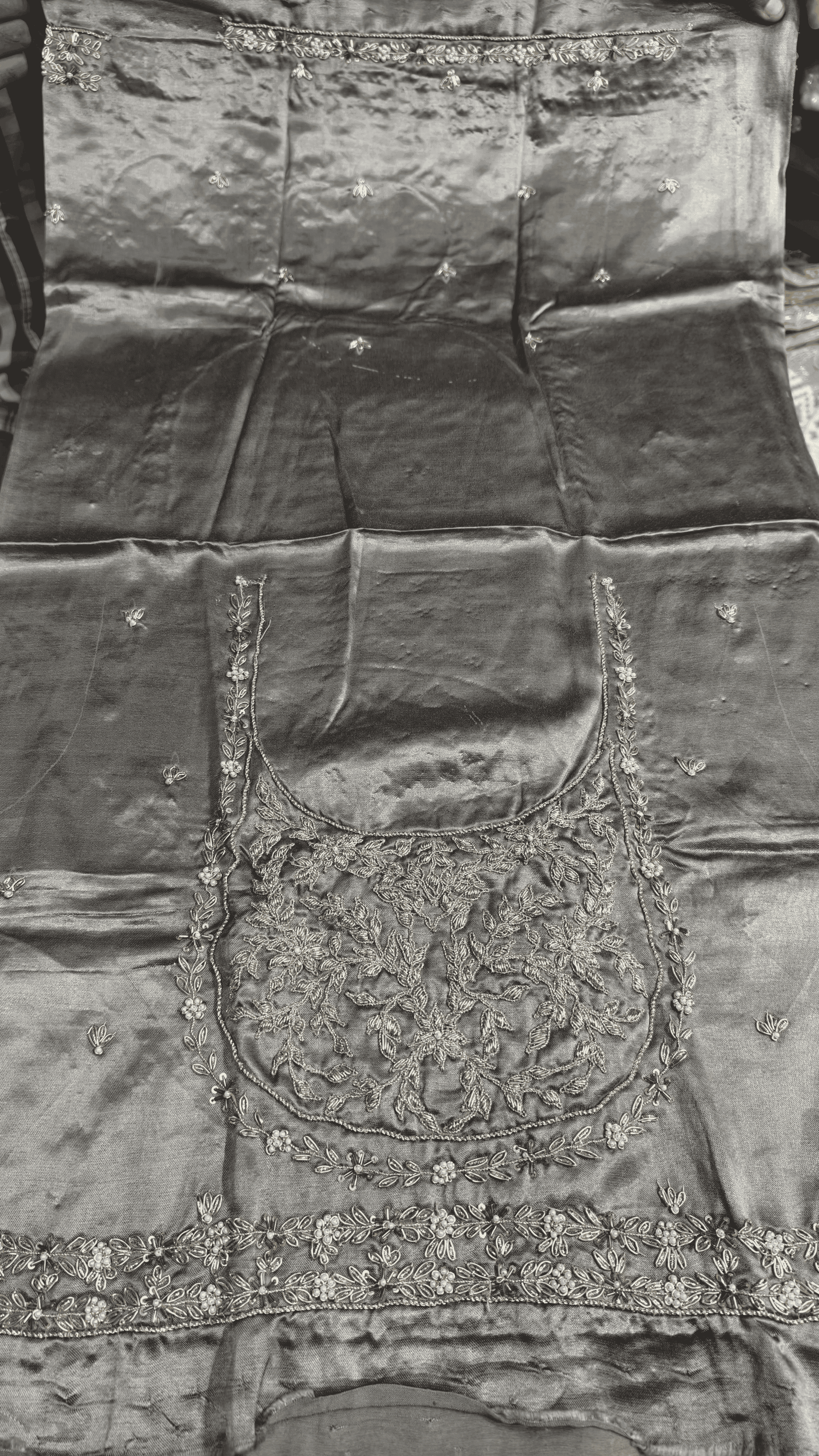 Pure Mashru Gaji Silk Blouse Piece with Pearl Jardoshi Work