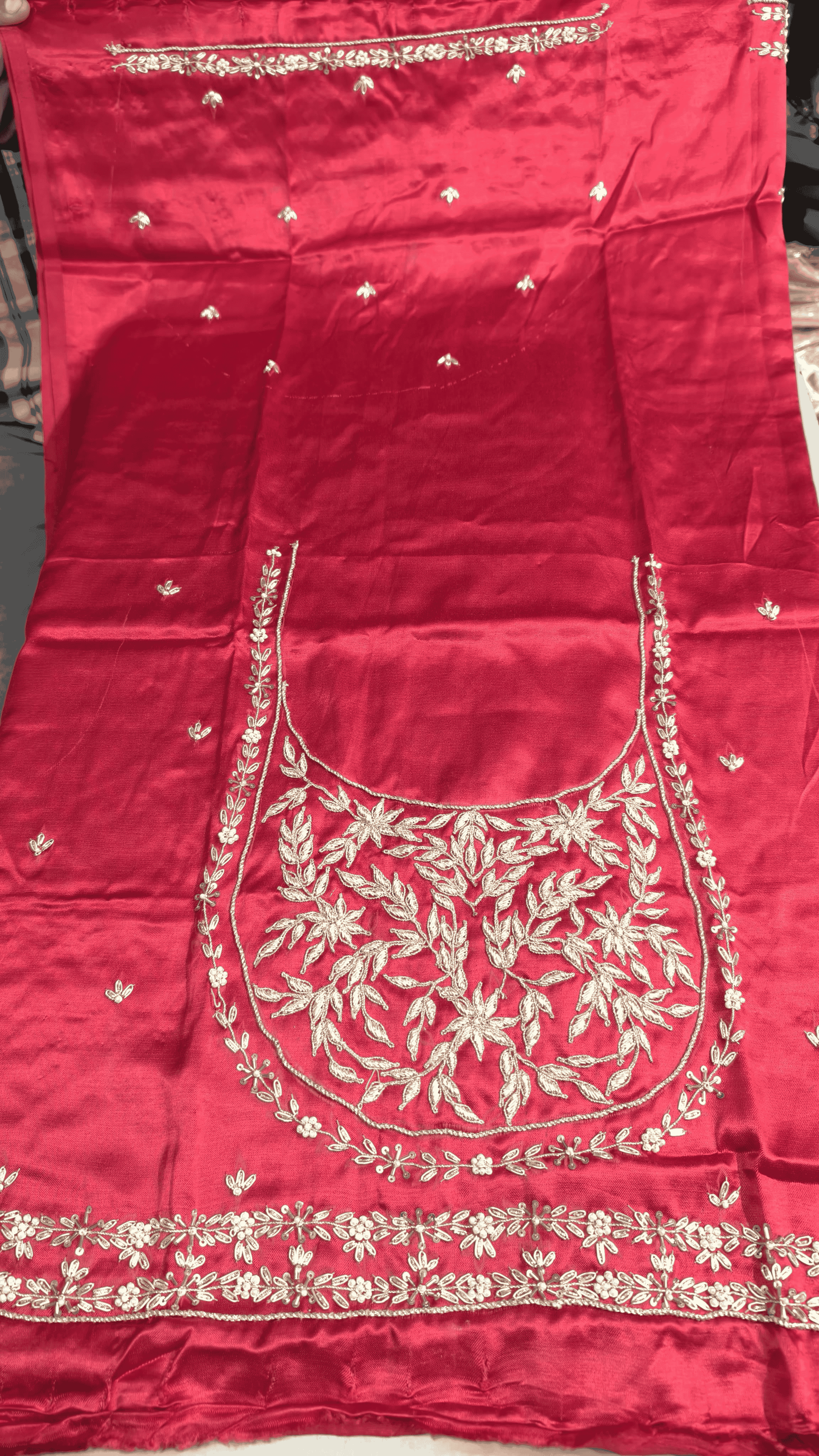 Pure Mashru Gaji Silk Blouse Piece with Pearl Jardoshi Work