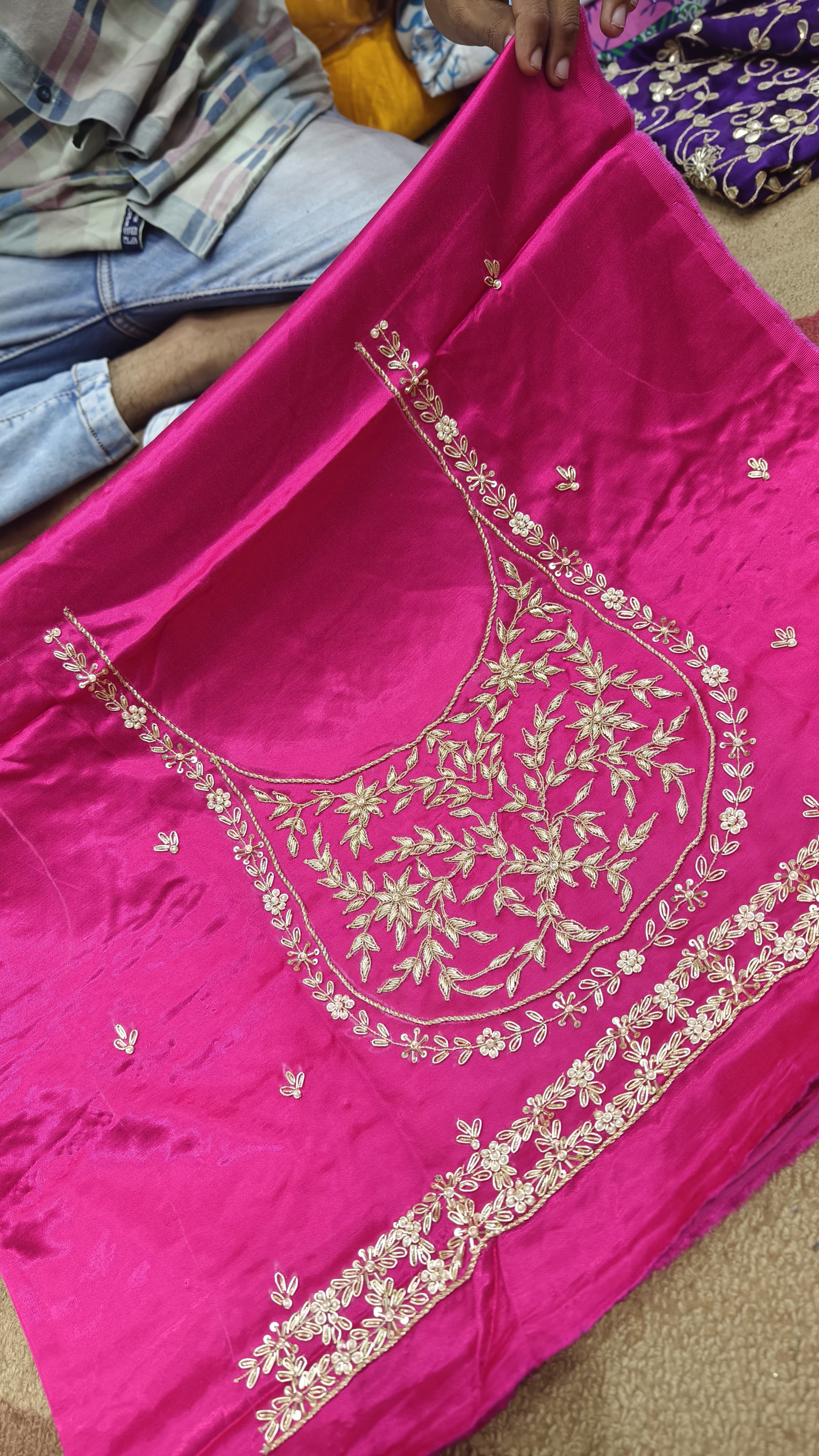 Pure Mashru Gaji Silk Blouse Piece with Pearl Jardoshi Work