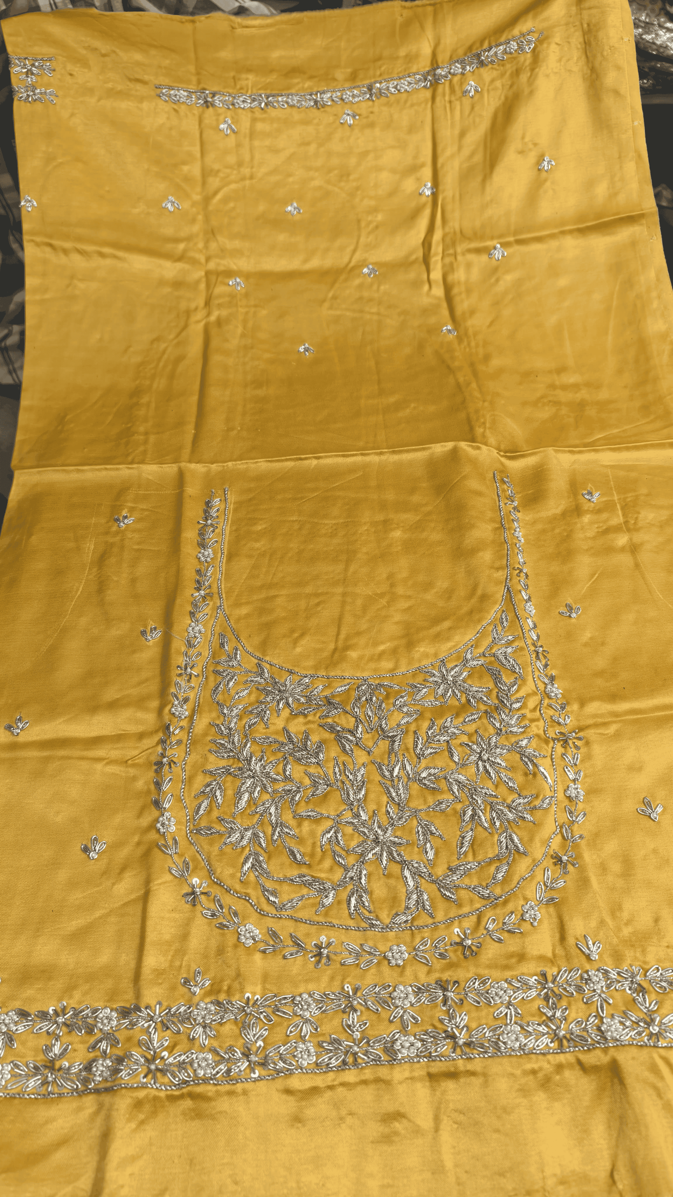 Pure Mashru Gaji Silk Blouse Piece with Pearl Jardoshi Work
