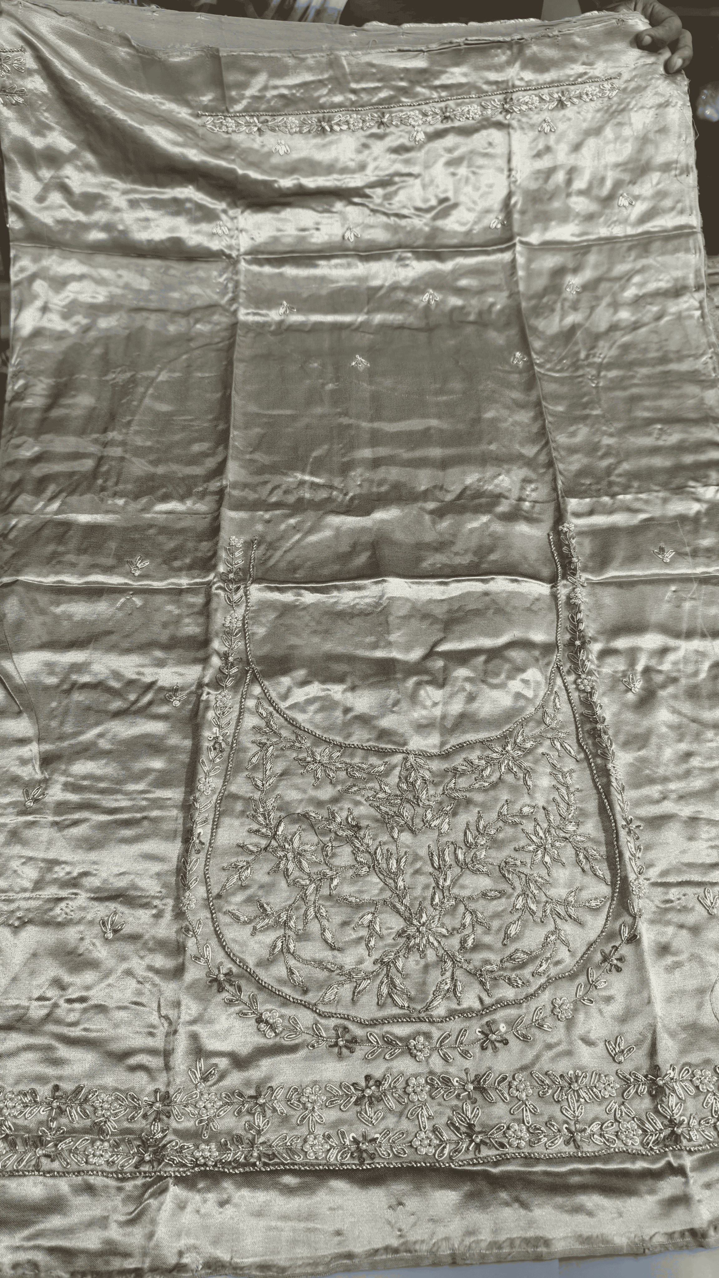 Pure Mashru Gaji Silk Blouse Piece with Pearl Jardoshi Work