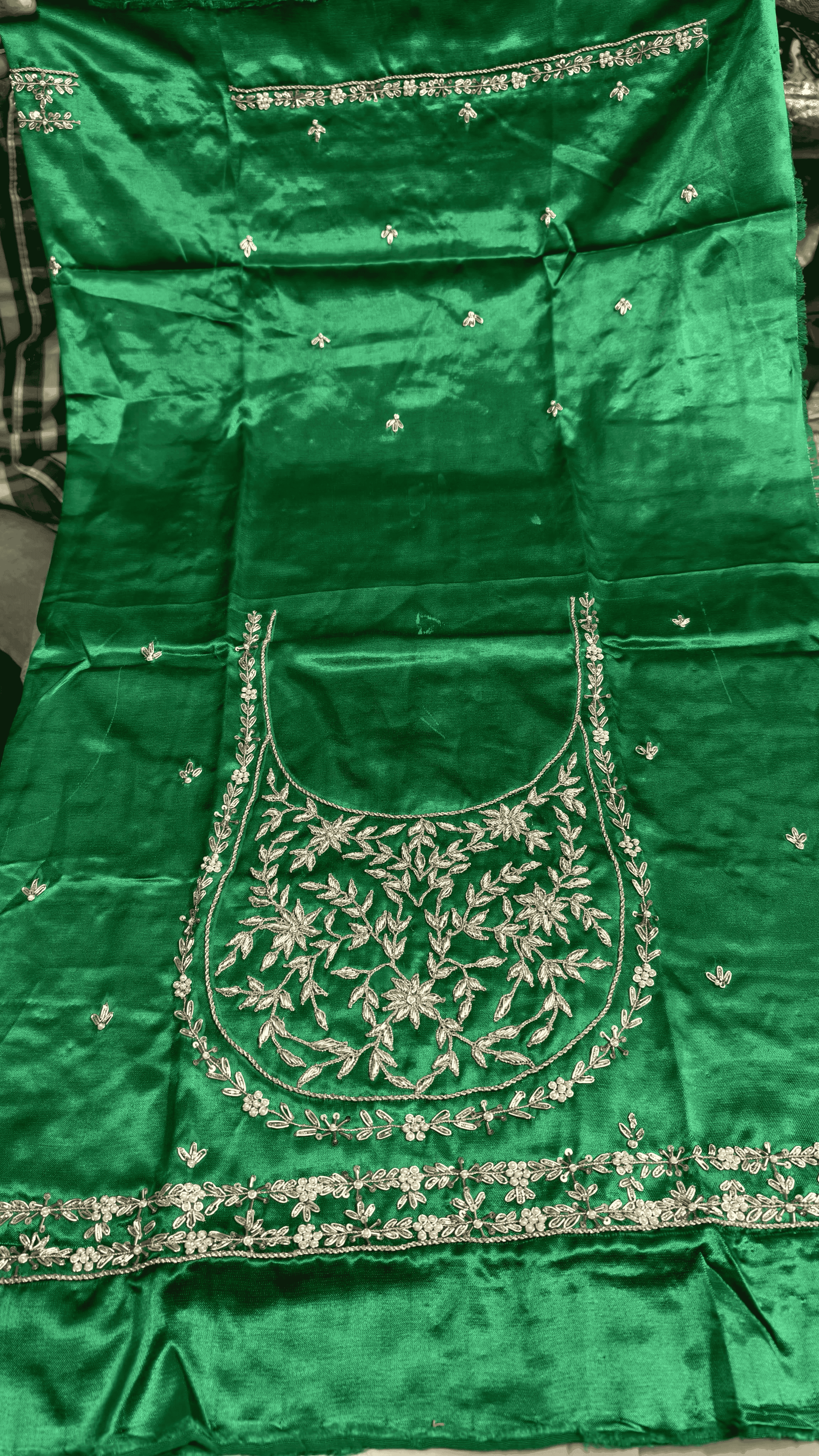 Pure Mashru Gaji Silk Blouse Piece with Pearl Jardoshi Work