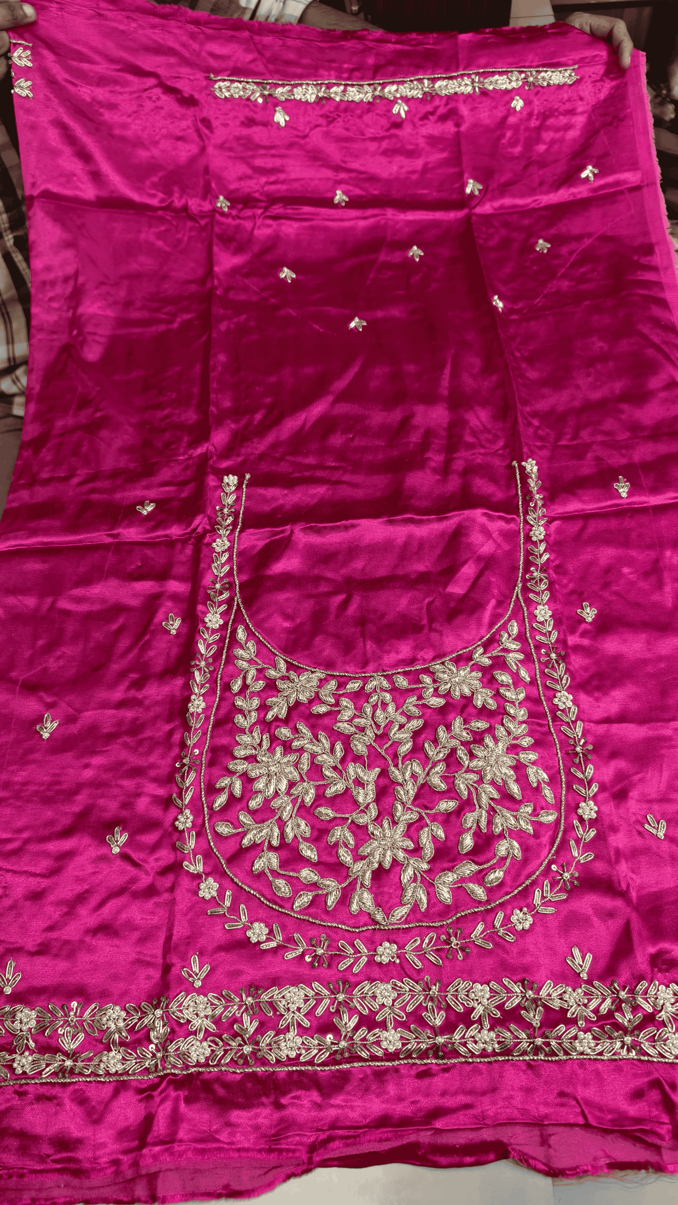 Pure Mashru Gaji Silk Blouse Piece with Pearl Jardoshi Work