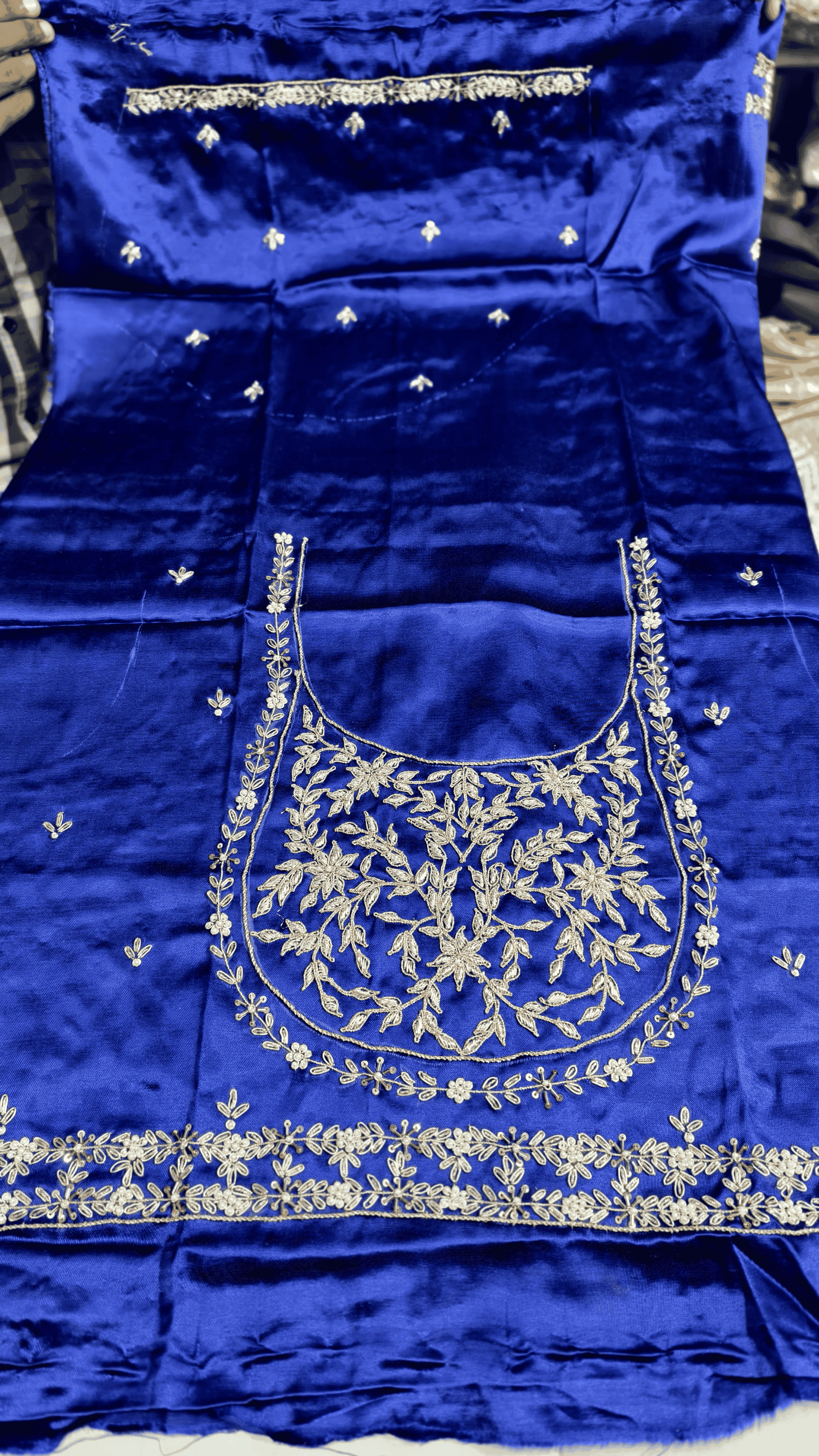 Pure Mashru Gaji Silk Blouse Piece with Pearl Jardoshi Work