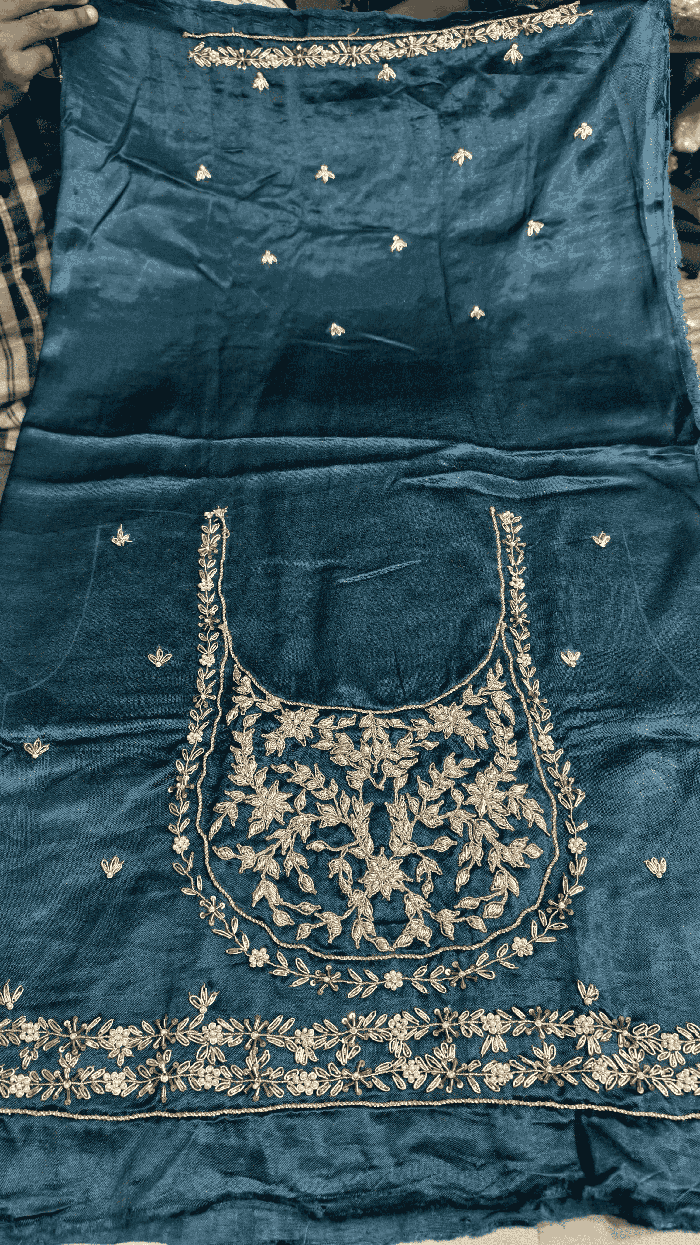 Pure Mashru Gaji Silk Blouse Piece with Pearl Jardoshi Work