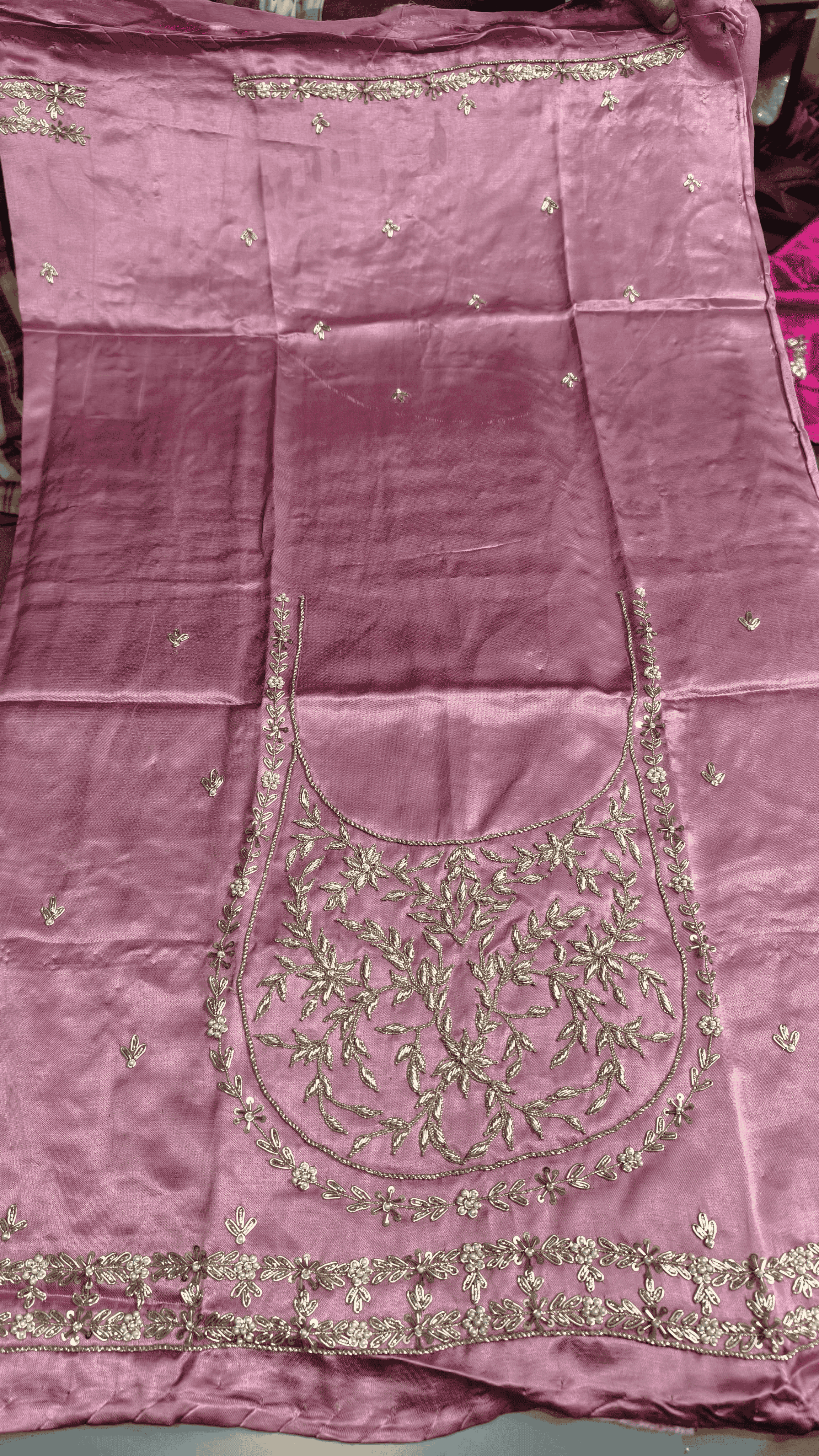 Pure Mashru Gaji Silk Blouse Piece with Pearl Jardoshi Work