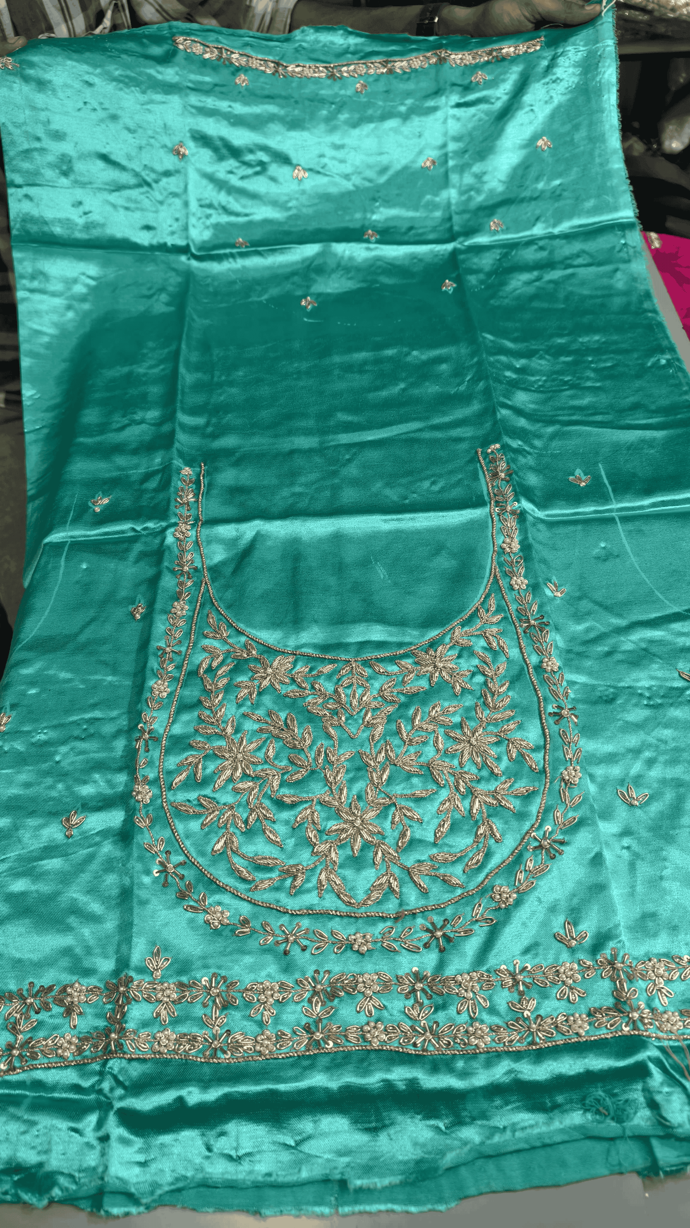 Pure Mashru Gaji Silk Blouse Piece with Pearl Jardoshi Work