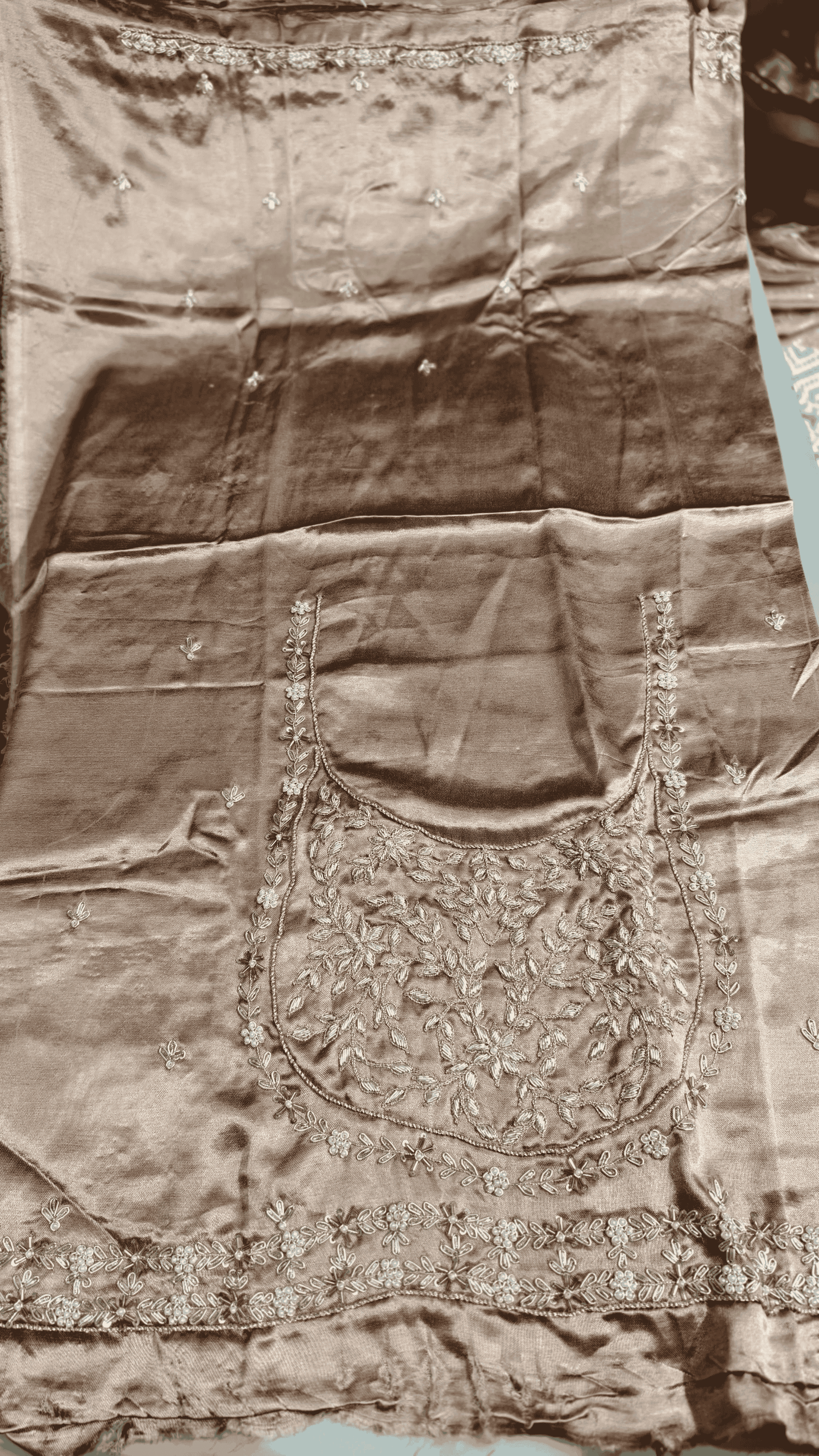 Pure Mashru Gaji Silk Blouse Piece with Pearl Jardoshi Work