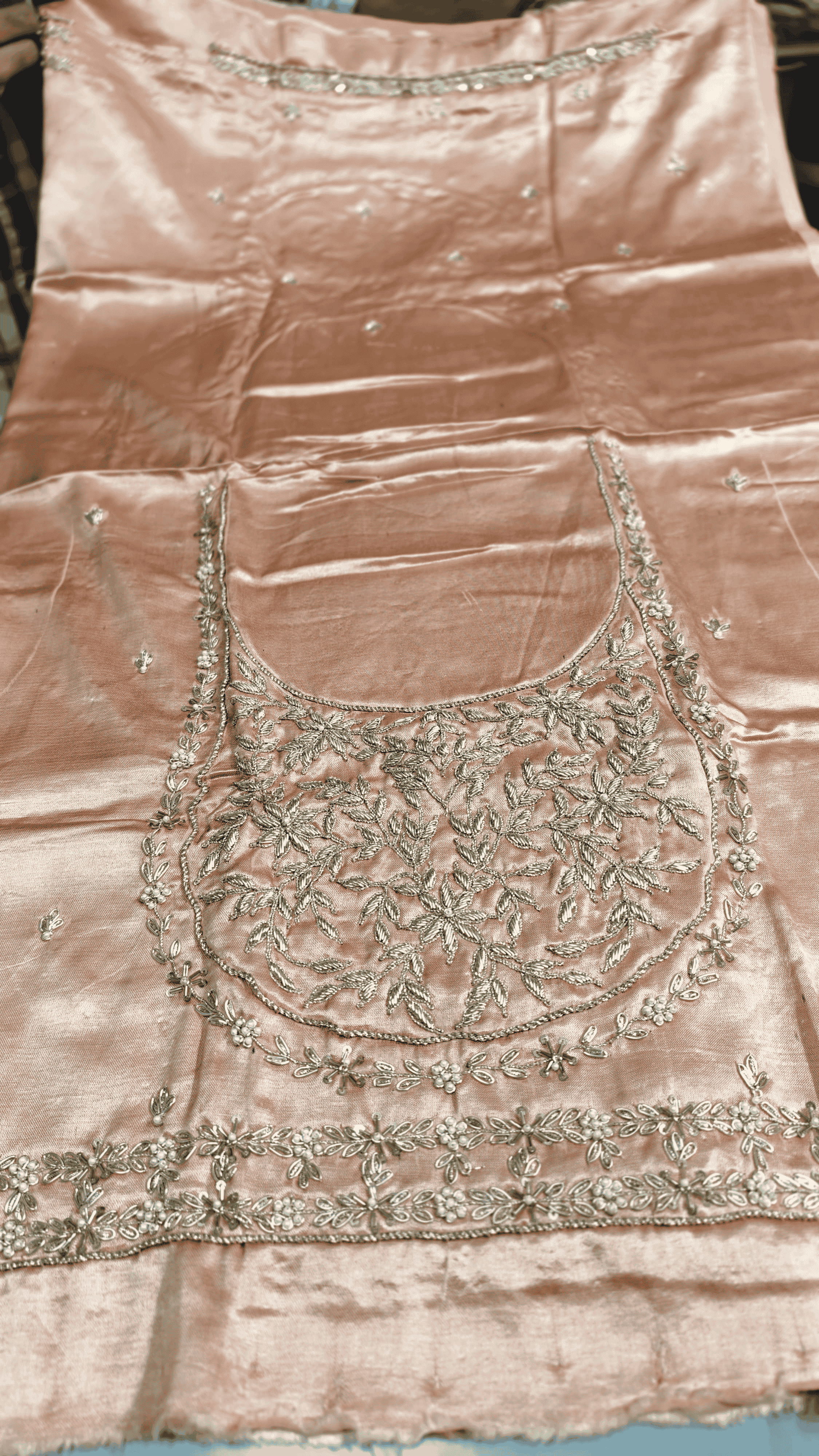 Pure Mashru Gaji Silk Blouse Piece with Pearl Jardoshi Work