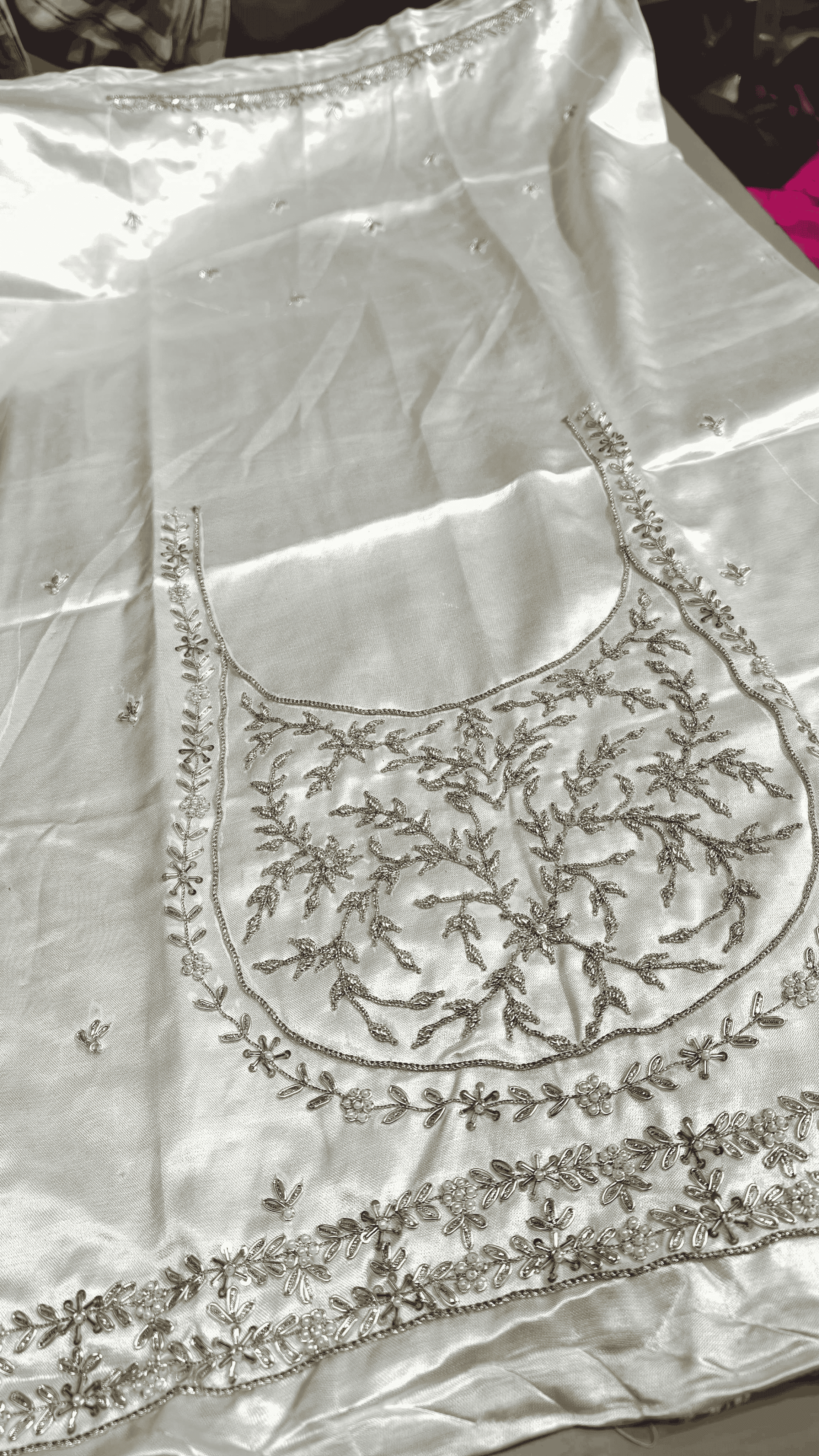 Pure Mashru Gaji Silk Blouse Piece with Pearl Jardoshi Work