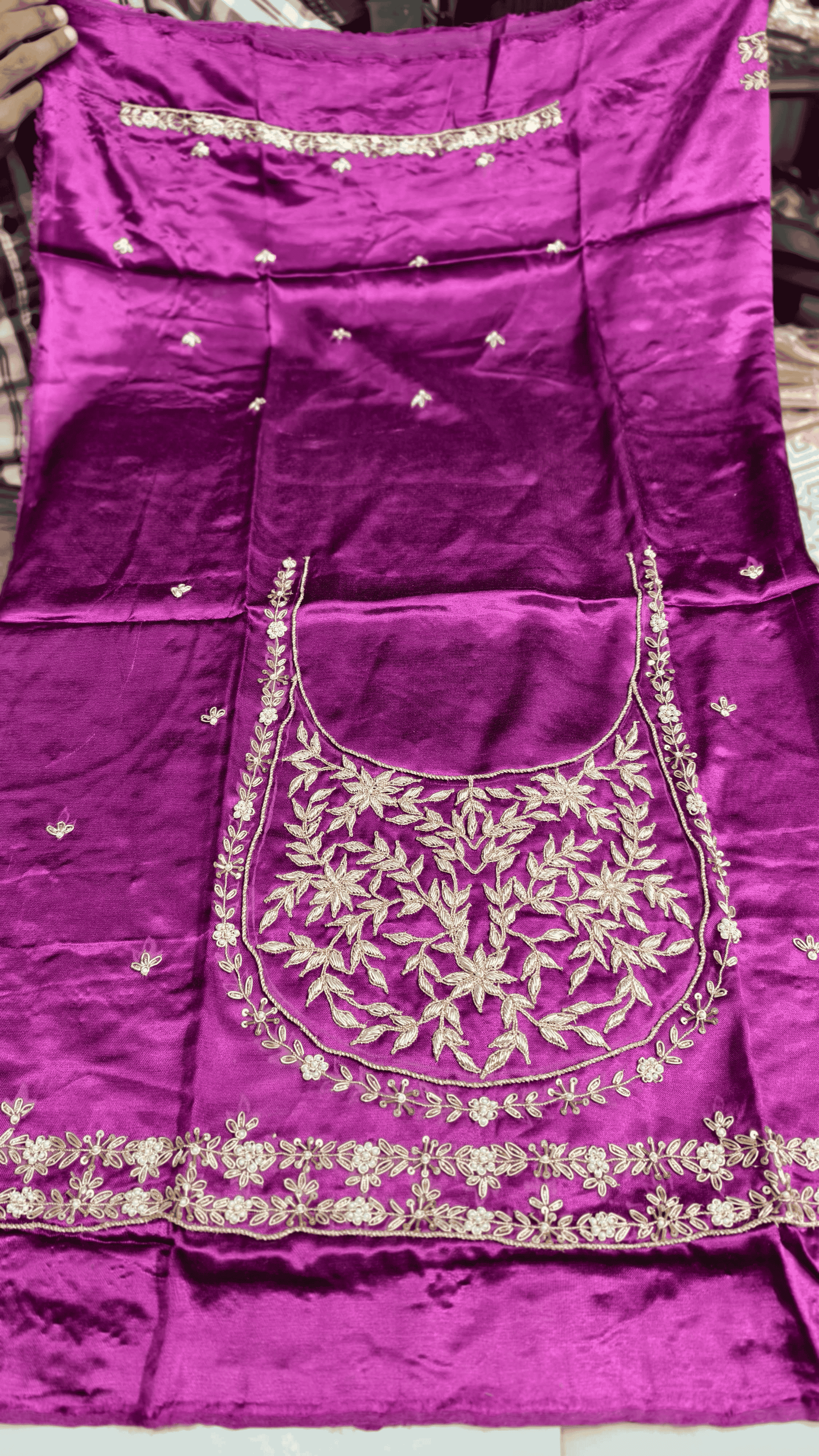 Pure Mashru Gaji Silk Blouse Piece with Pearl Jardoshi Work