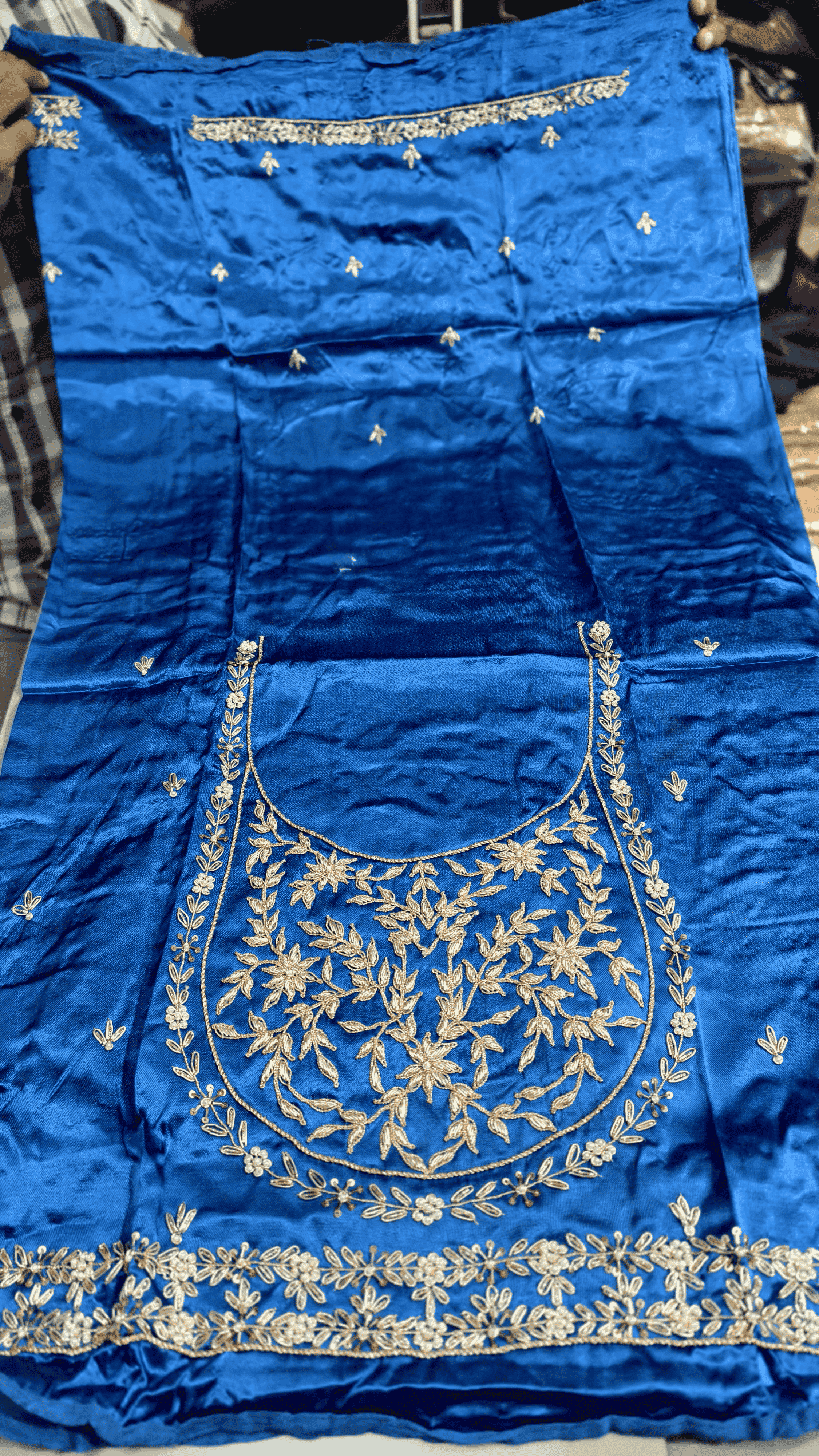 Pure Mashru Gaji Silk Blouse Piece with Pearl Jardoshi Work