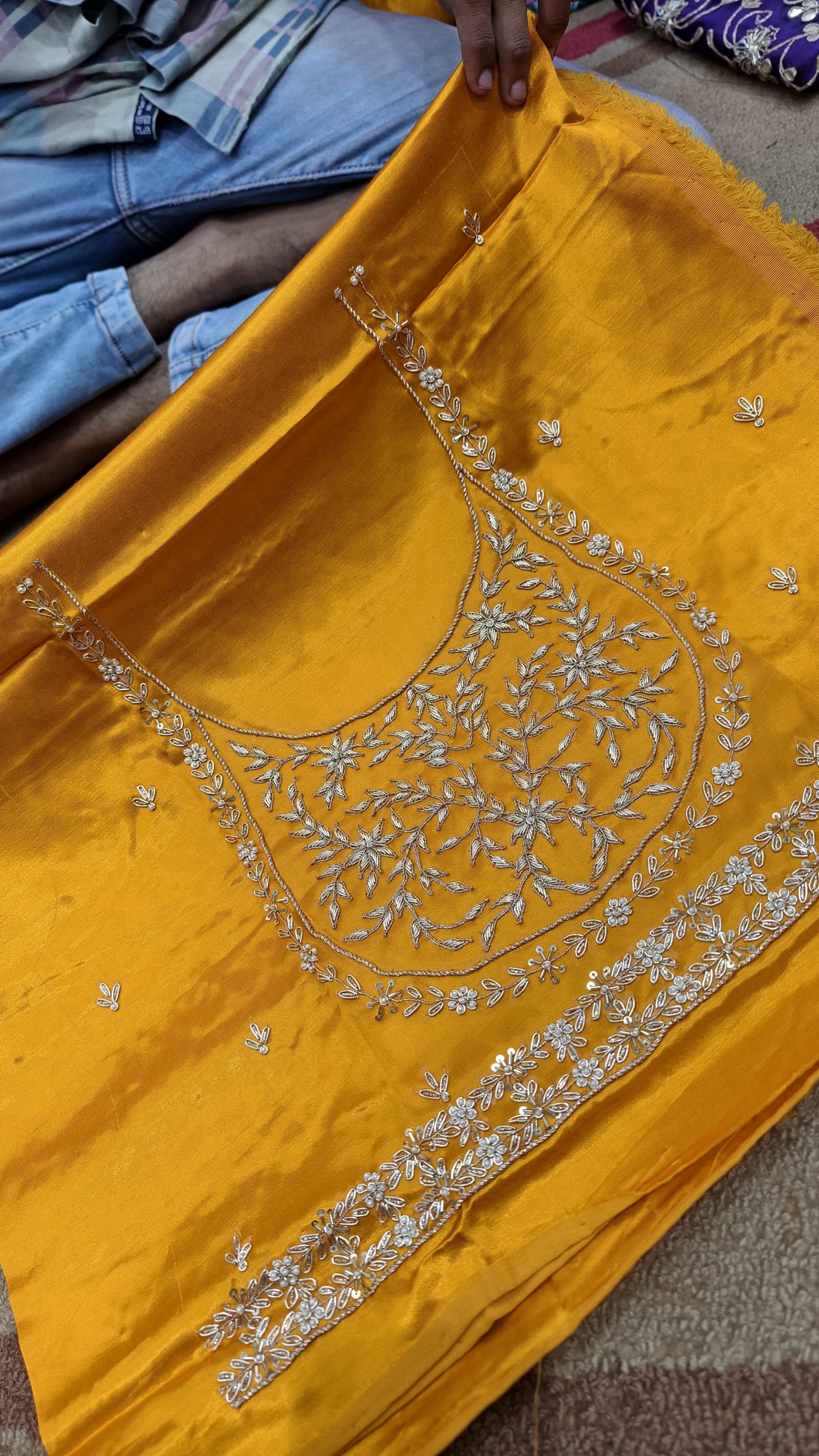 Pure Mashru Gaji Silk Blouse Piece with Pearl Jardoshi Work