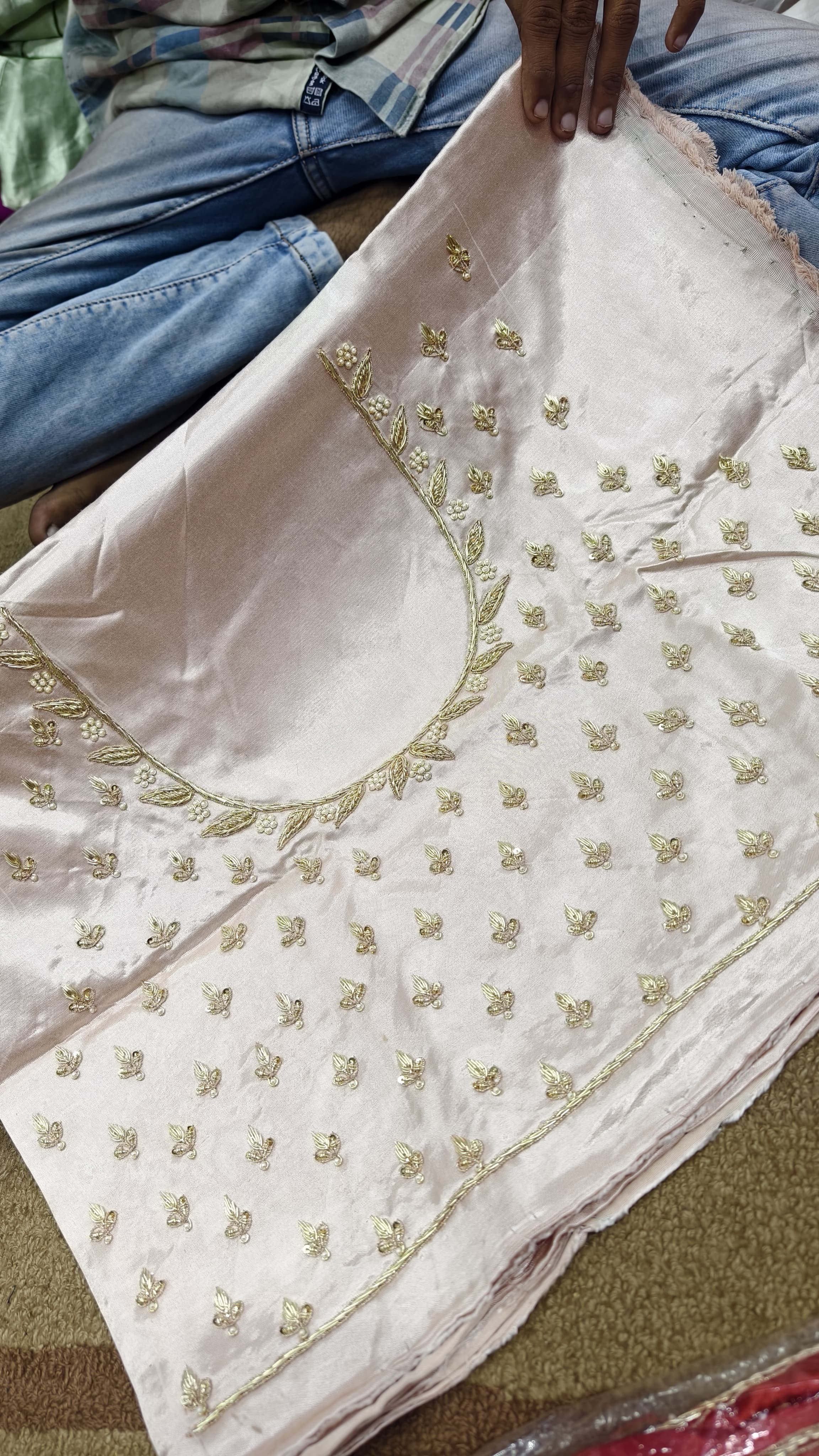 Pure Mashru Gaji Silk Blouse Piece with Pearl Jardoshi Work