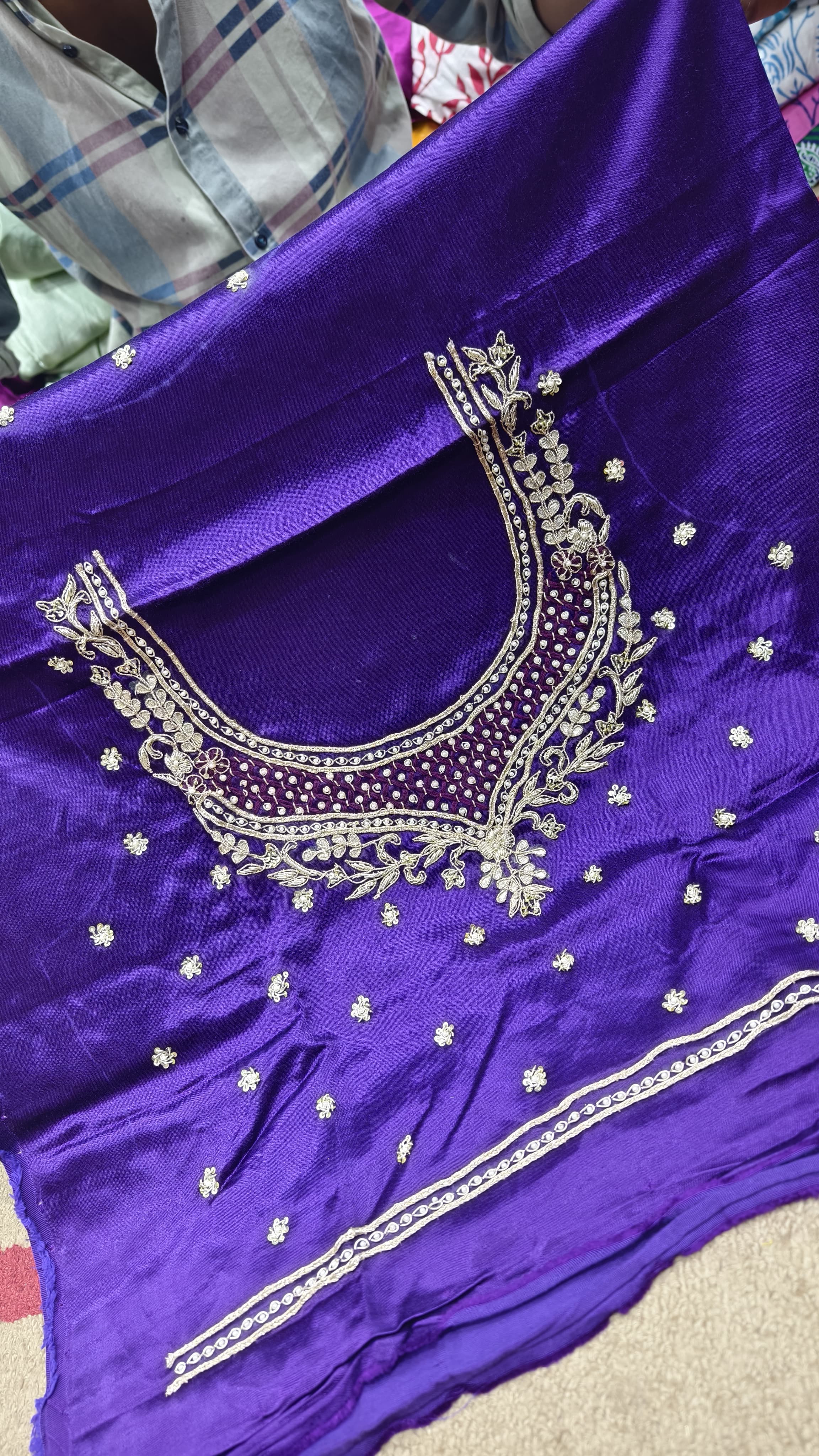 Pure Mashru Gaji Silk Blouse Piece with Pearl Jardoshi Work