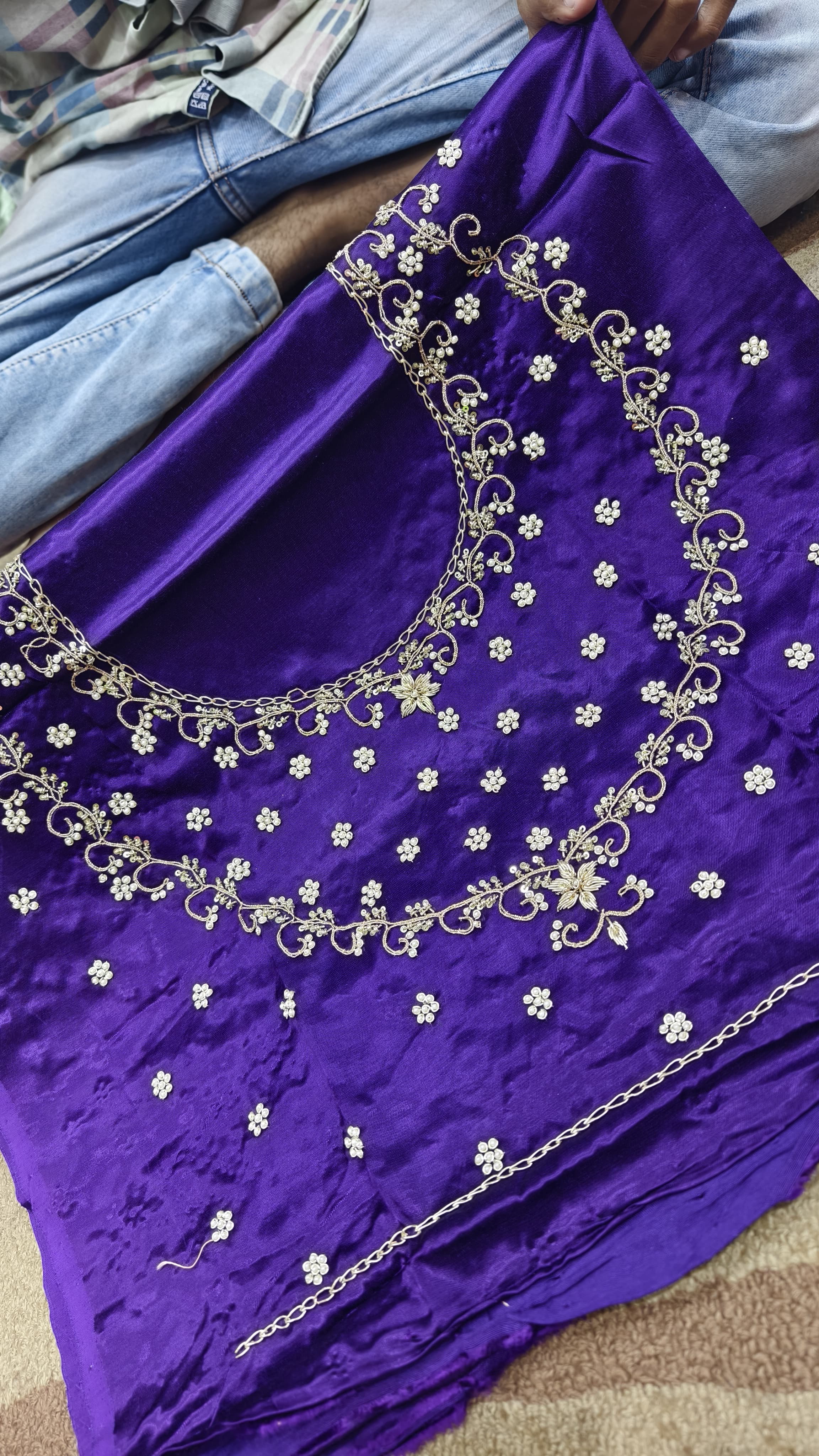 Pure Mashru Gaji Silk Blouse Piece with Pearl Jardoshi Work