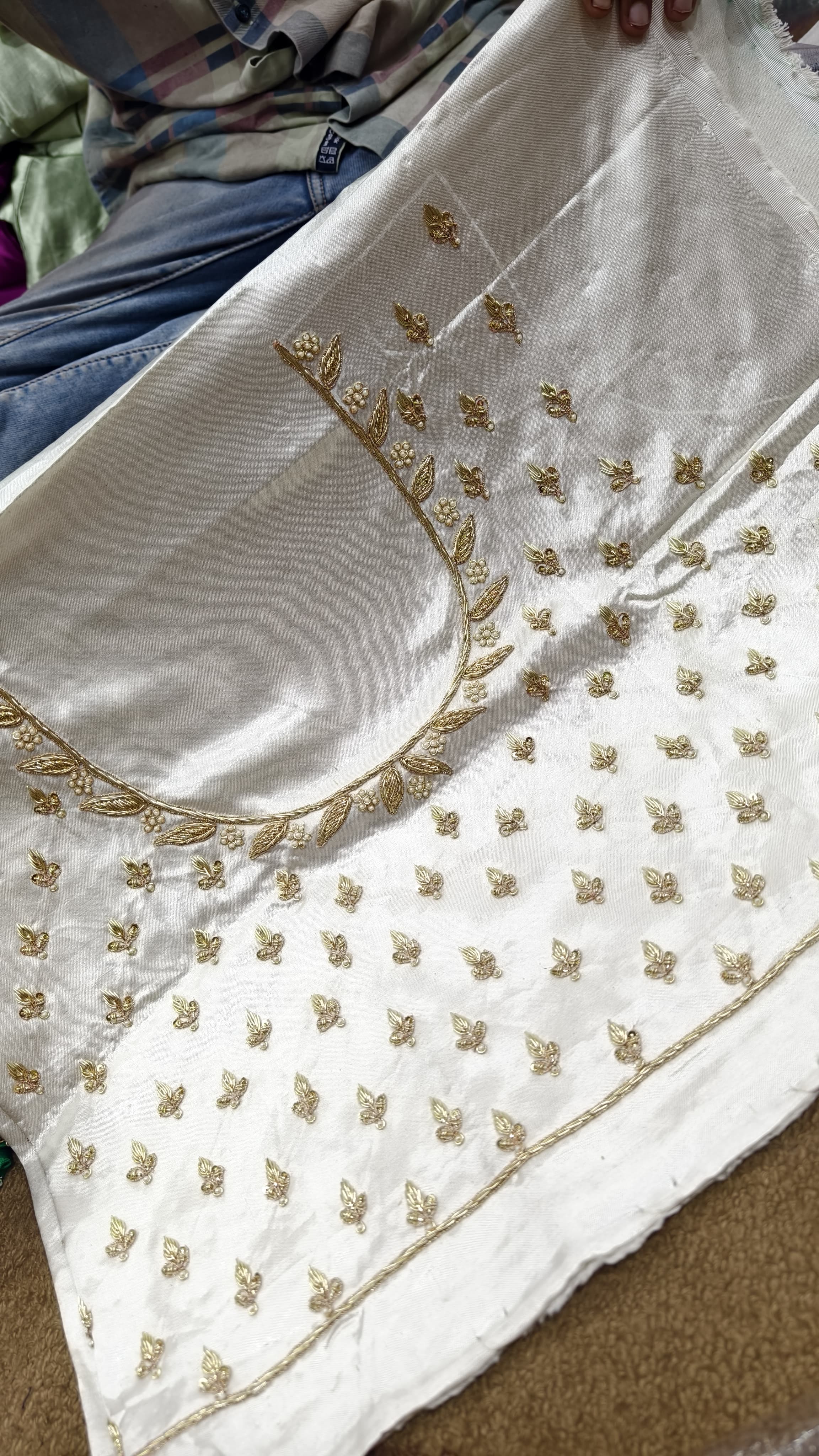 Pure Mashru Gaji Silk Blouse Piece with Pearl Jardoshi Work
